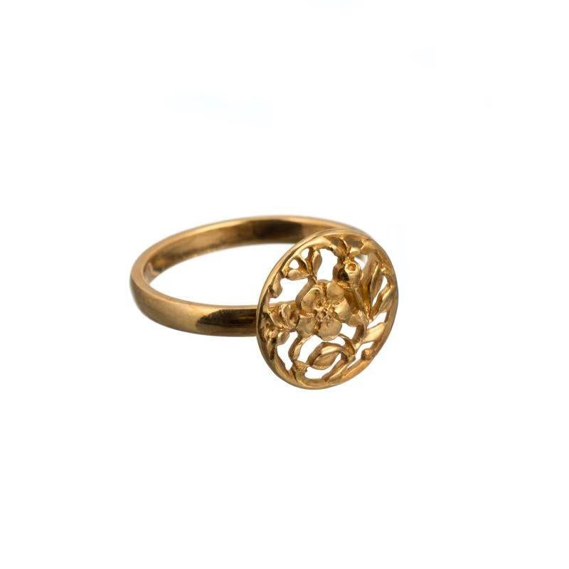 Art Nouveau Style Floral 18 Karat Gold Ring  3