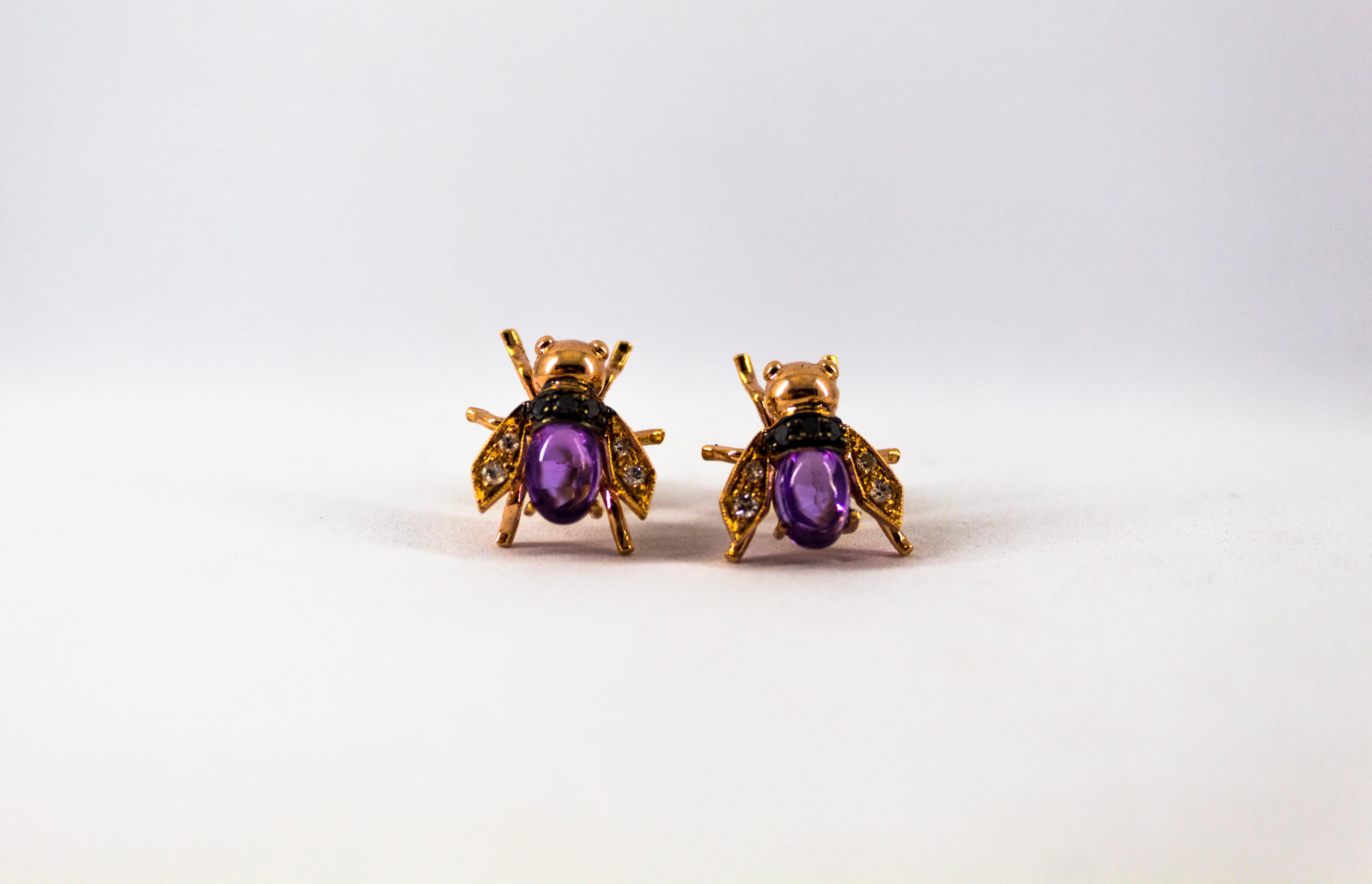 Art Nouveau Style 2.24 Carat Diamond Citrine Yellow Gold Stud 