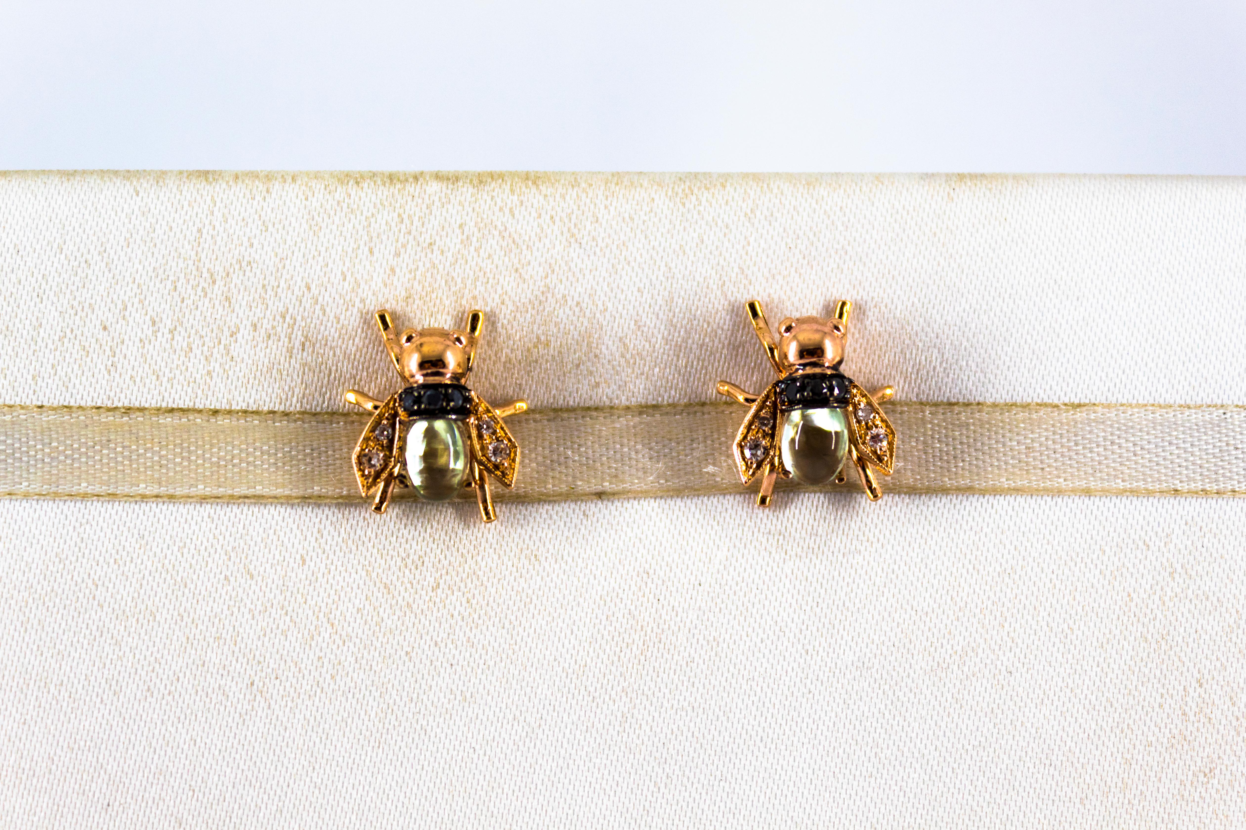Art Nouveau Style 2.24 Carat Diamond Citrine Yellow Gold Stud 