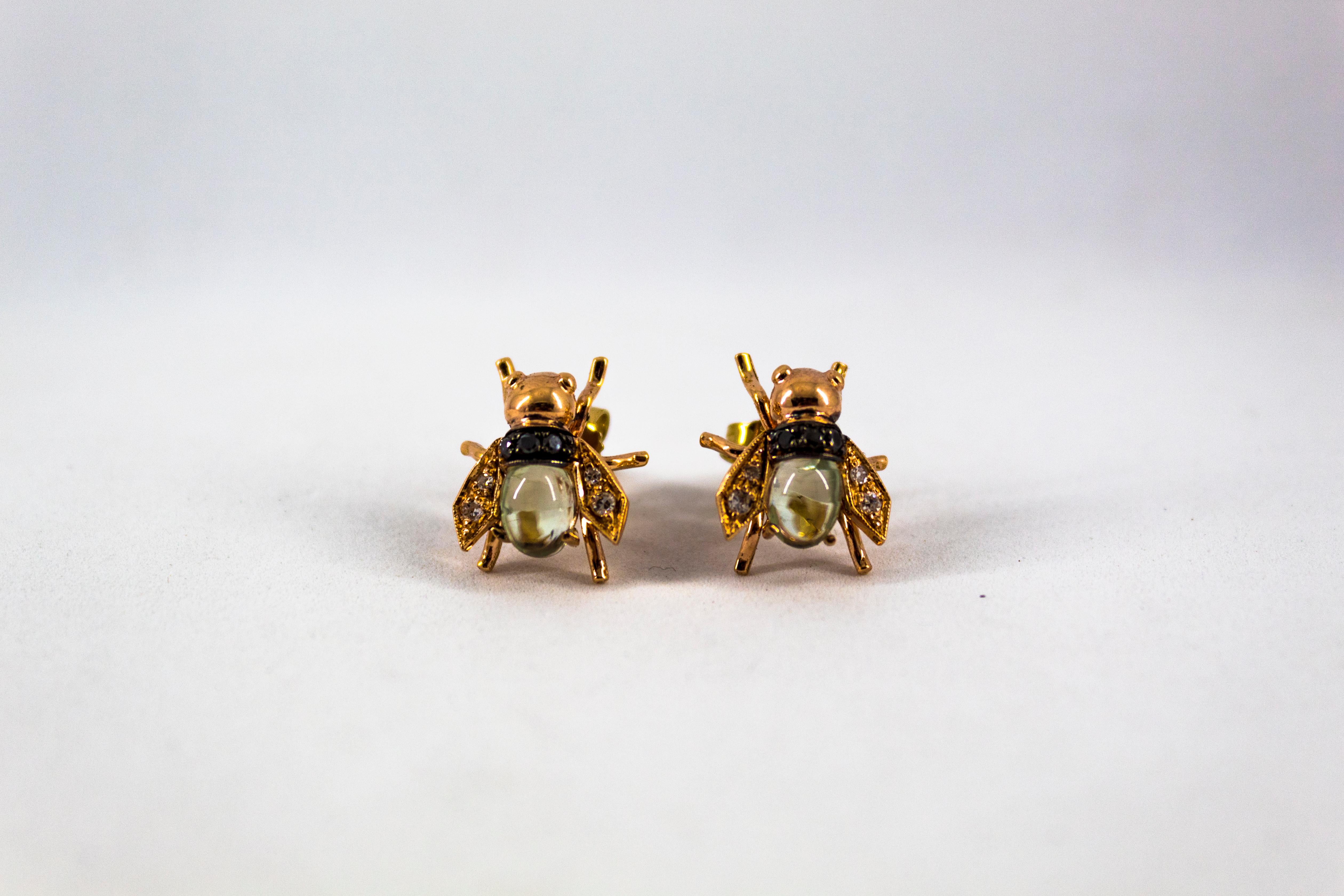 Art Nouveau Style 2.24 Carat Diamond Citrine Yellow Gold Stud 