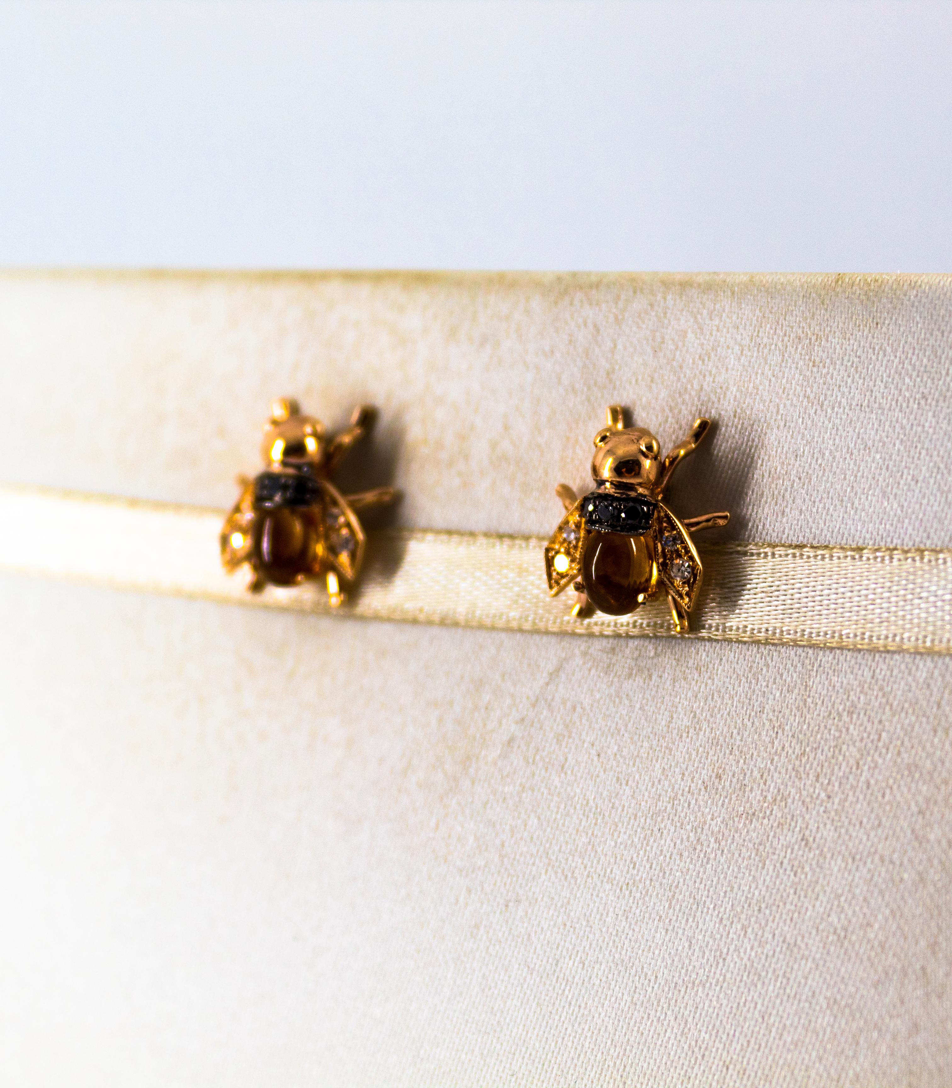 Brilliant Cut Art Nouveau Style 2.24 Carat Diamond Citrine Yellow Gold Stud 