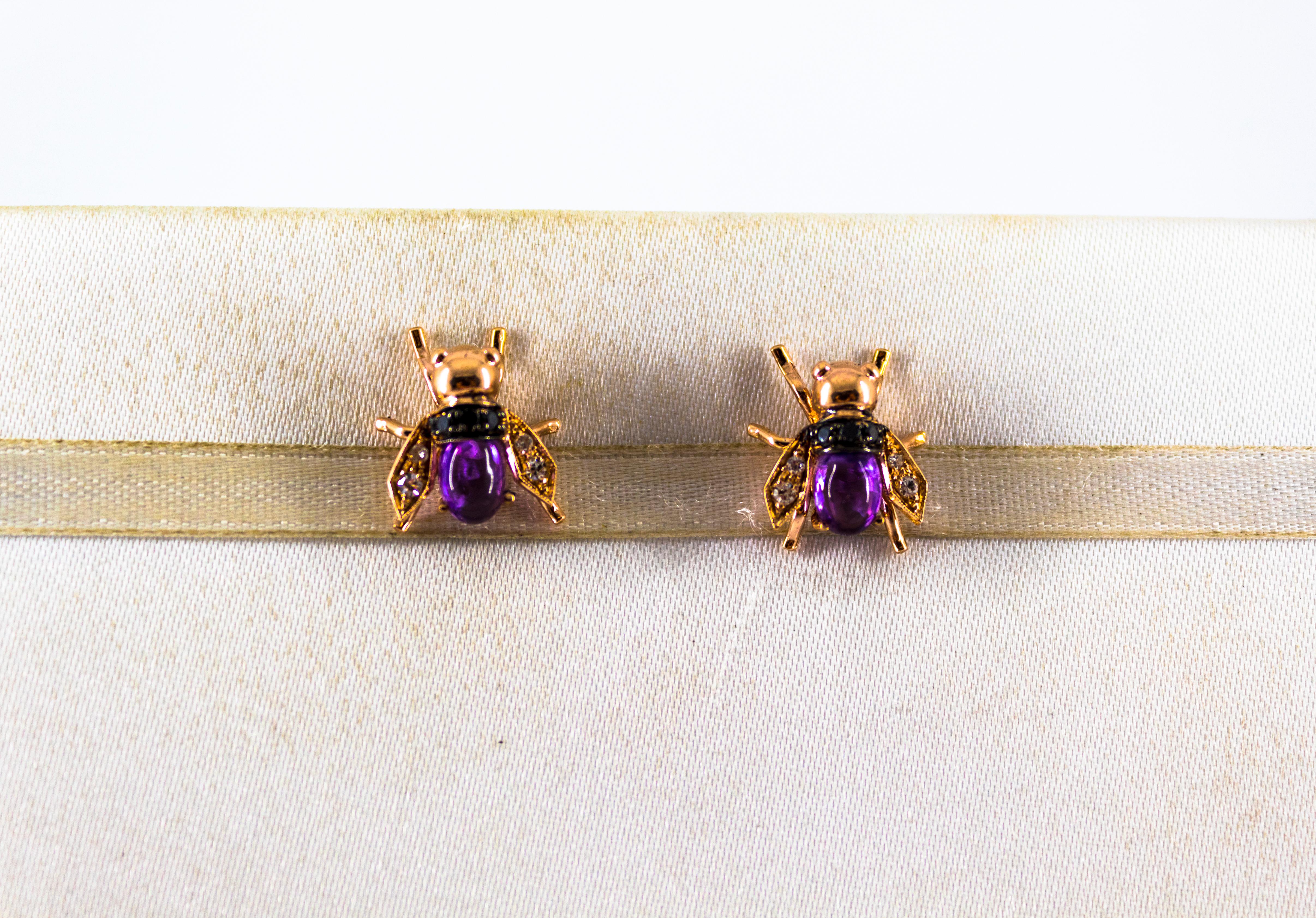Art Nouveau Style 2.24 Carat Diamond Citrine Yellow Gold Stud 