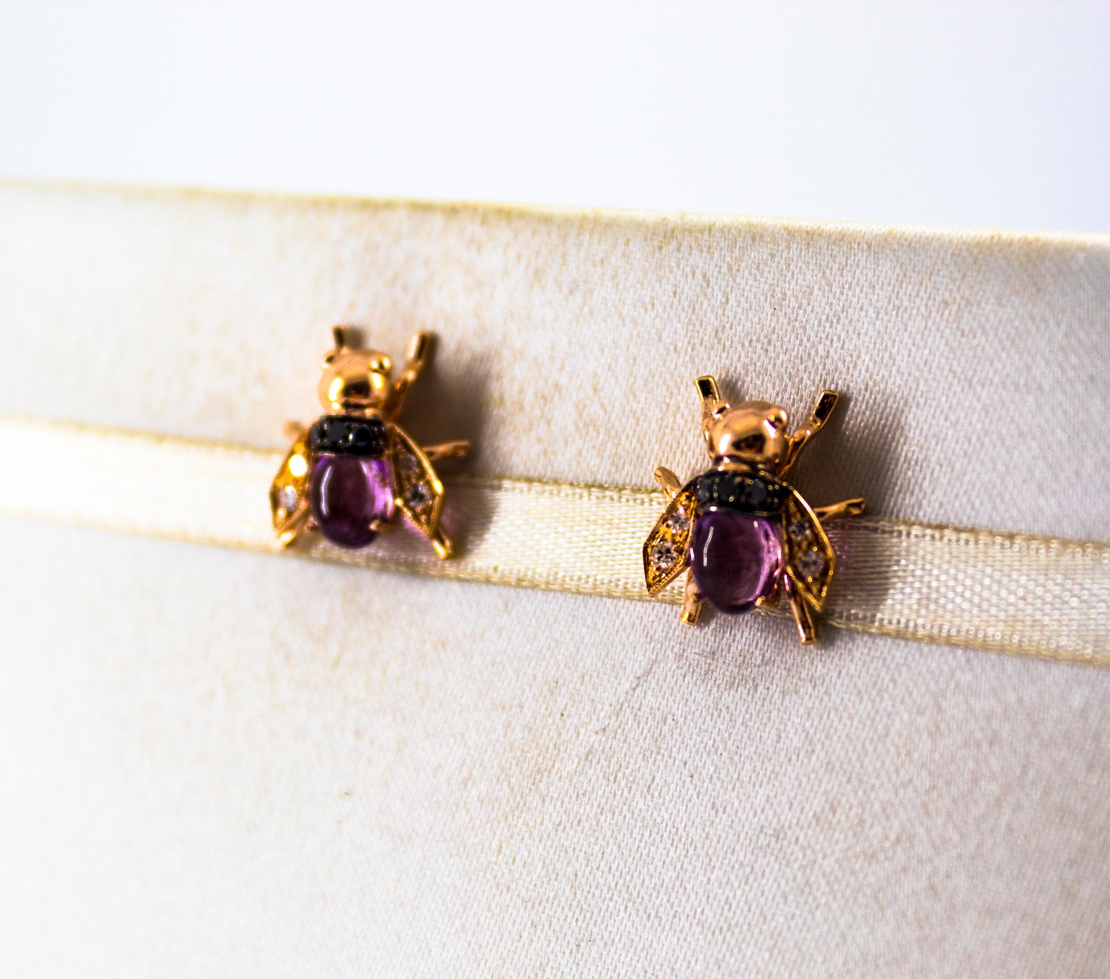 Art Nouveau Style 2.24 Carat Diamond Citrine Yellow Gold Stud 