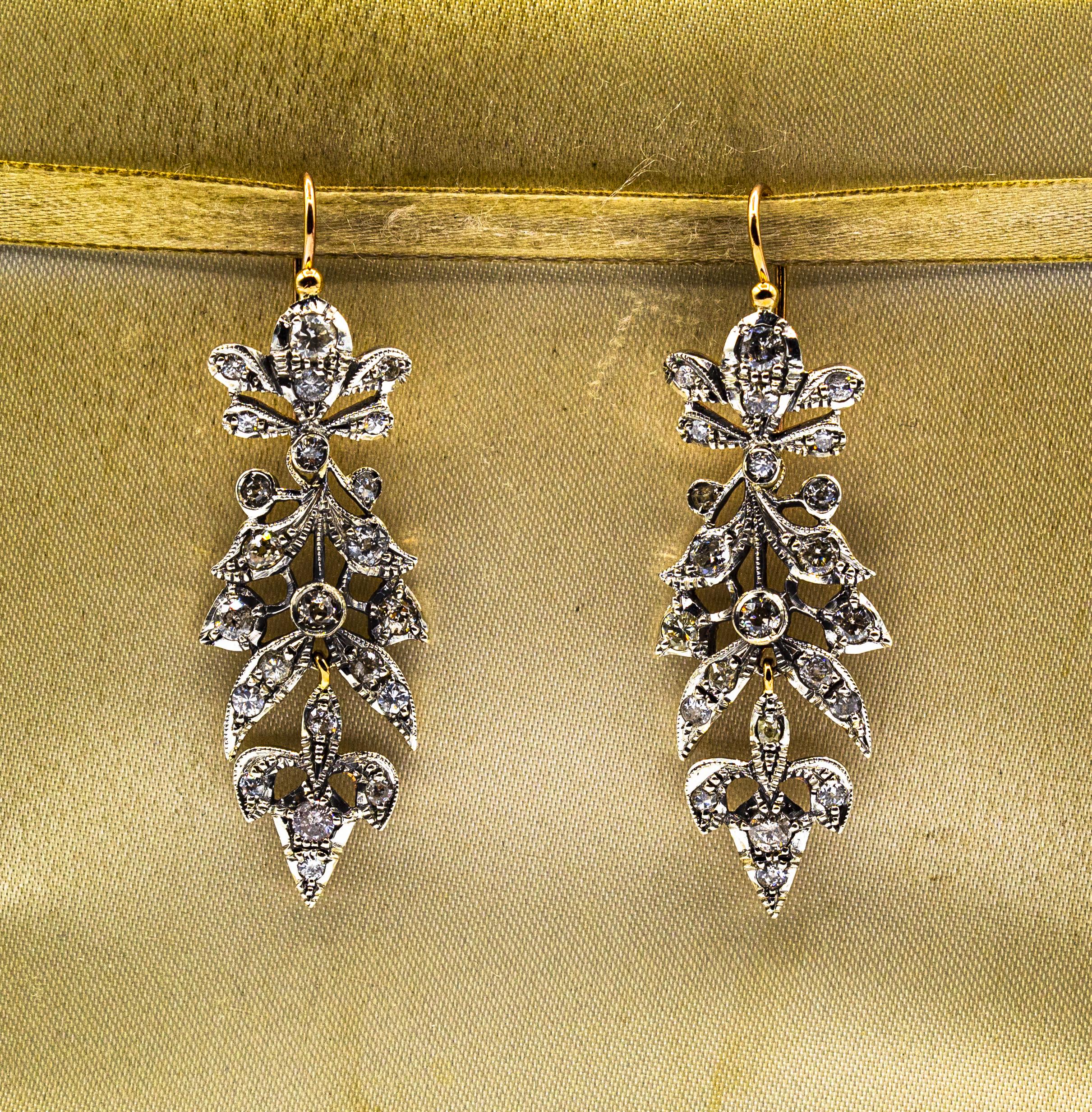 These Earrings are made of 9K Yellow Gold and Sterling Silver.
These Earrings have 4.14 Carats of White Brilliant Cut Diamonds.

All our Earrings have pins for pierced ears but we can change the closure and make any of our Earrings suitable even for