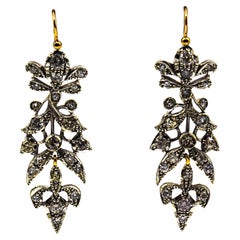 Jugendstil-Ohrringe im Art nouveau-Stil mit 4,14 Karat Diamanten im Weißbrillantschliff aus Gelbgold