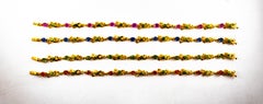 Art Nouveau Style 4.50 Carat Blue Sapphire Enamel Yellow Gold "Frog" Bracelet