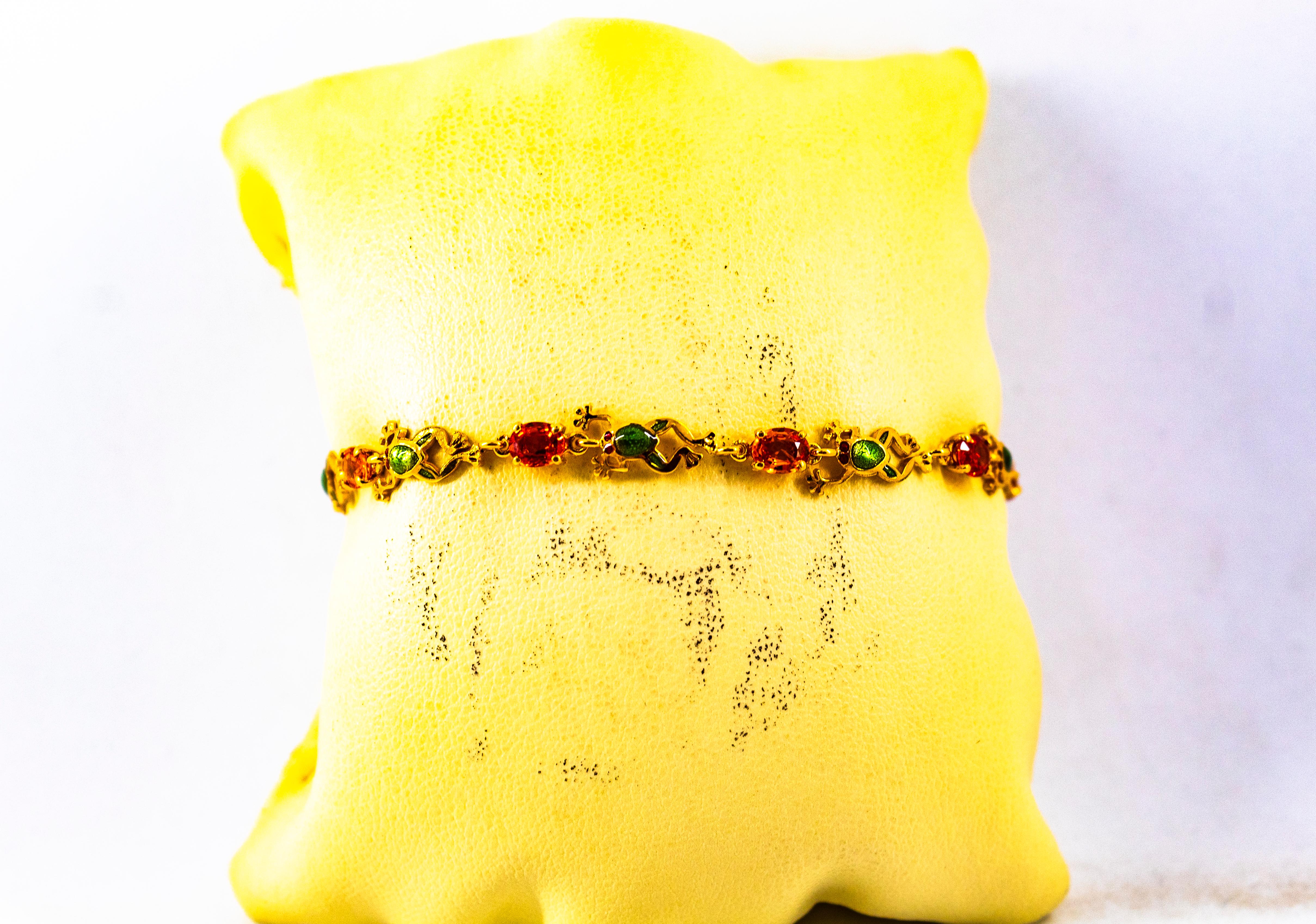 Bracelet « Frog » de style Art nouveau en or jaune avec saphir jaune émaillé de 4,50 carats en vente 5