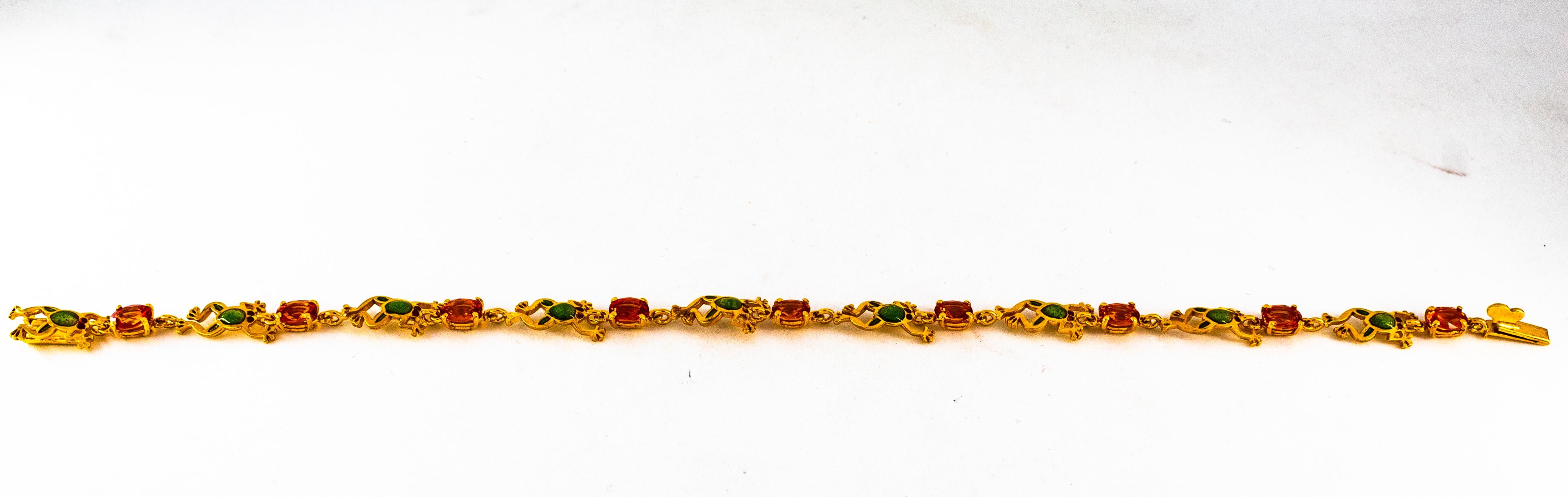 Bracelet « Frog » de style Art nouveau en or jaune avec saphir jaune émaillé de 4,50 carats Neuf - En vente à Naples, IT
