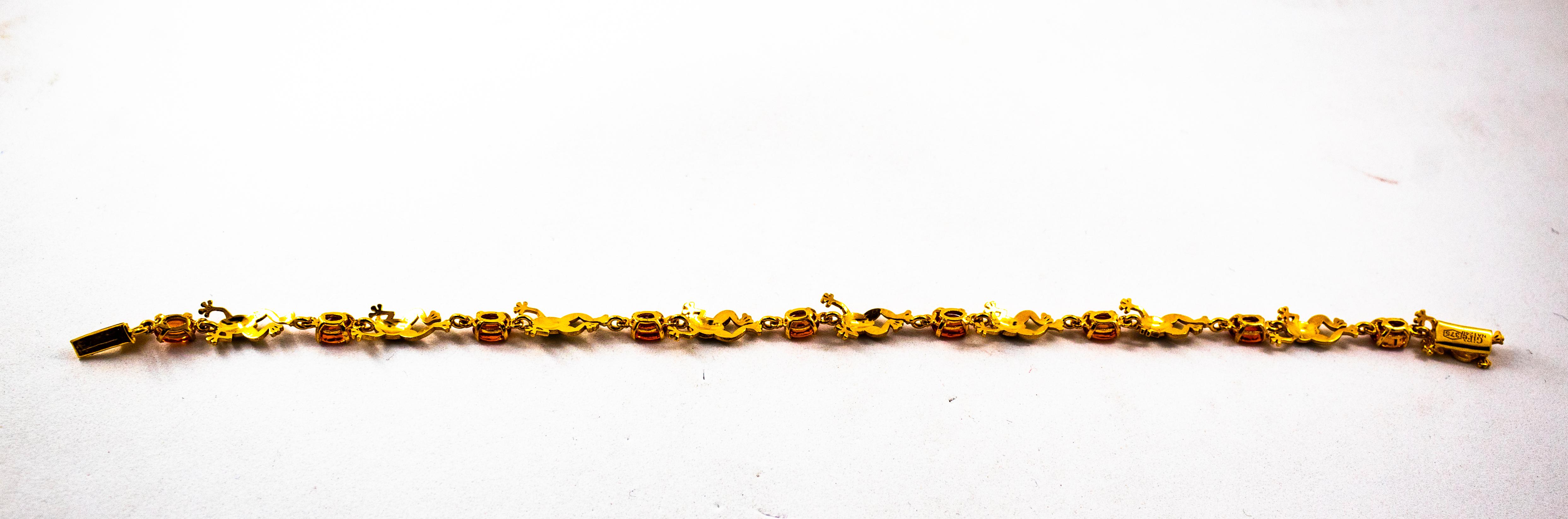 Bracelet « Frog » de style Art nouveau en or jaune avec saphir jaune émaillé de 4,50 carats en vente 2