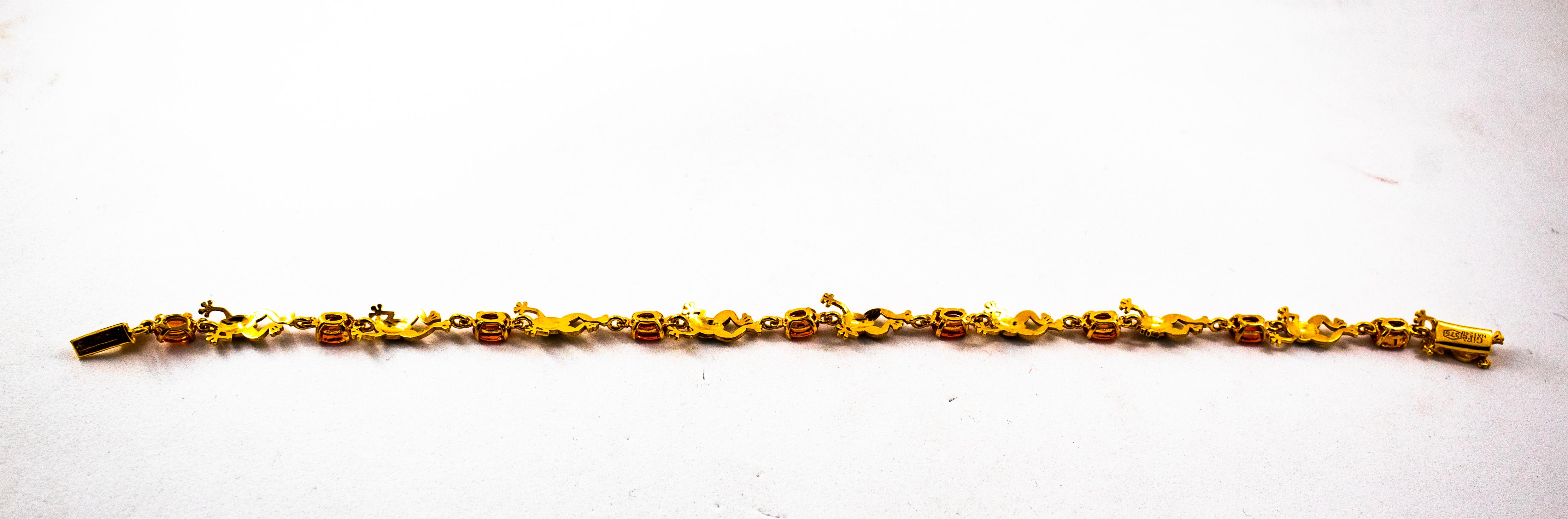 Art Nouveau Style 4.50 Carat Yellow Sapphire Enamel Yellow Gold 