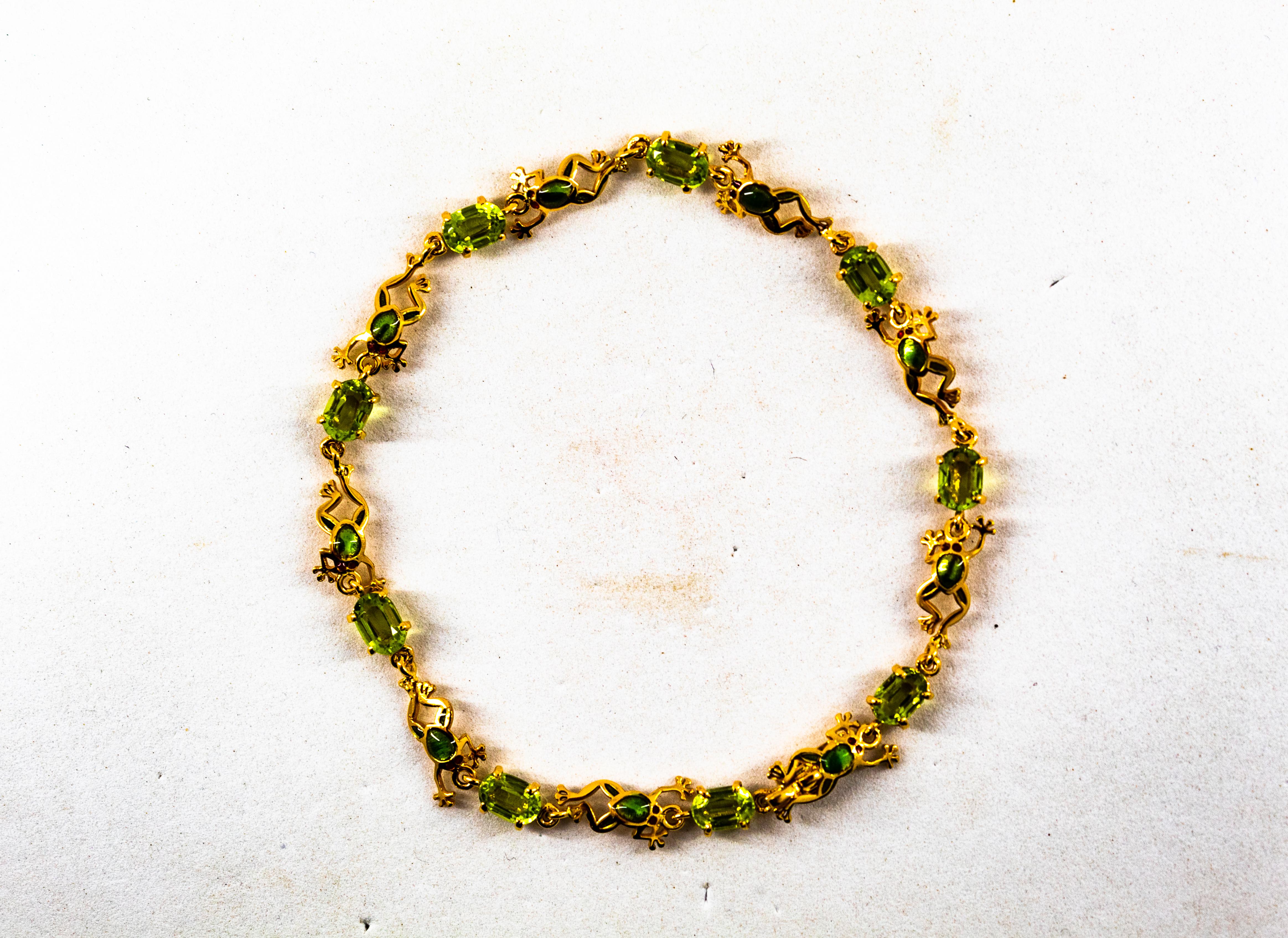 Jugendstil-Armband „Frog“ aus Gelbgold mit 5,40 Karat Peridot im Ovalschliff im Angebot 5
