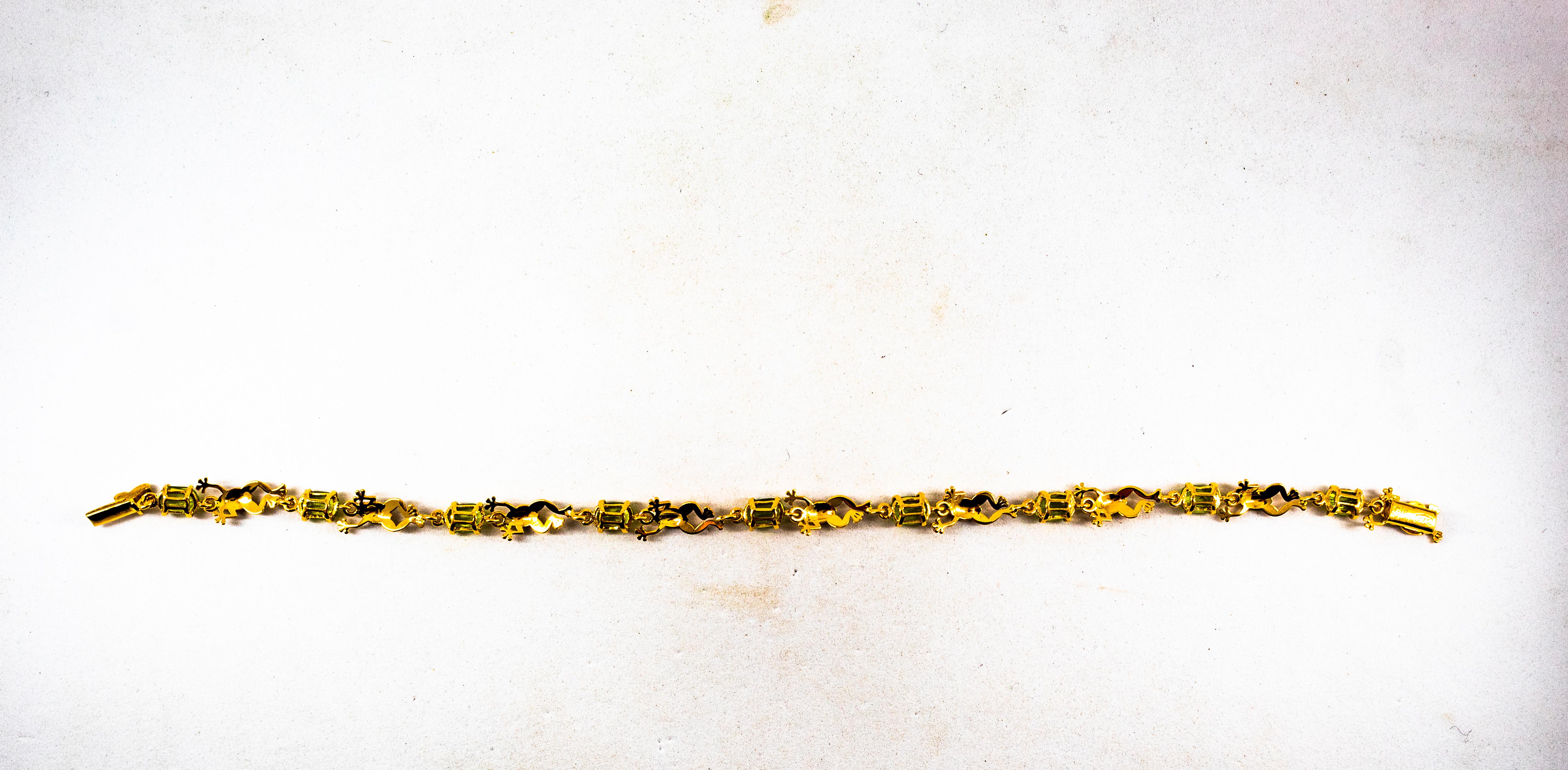 Jugendstil-Armband „Frog“ aus Gelbgold mit 5,40 Karat Peridot im Ovalschliff im Angebot 2