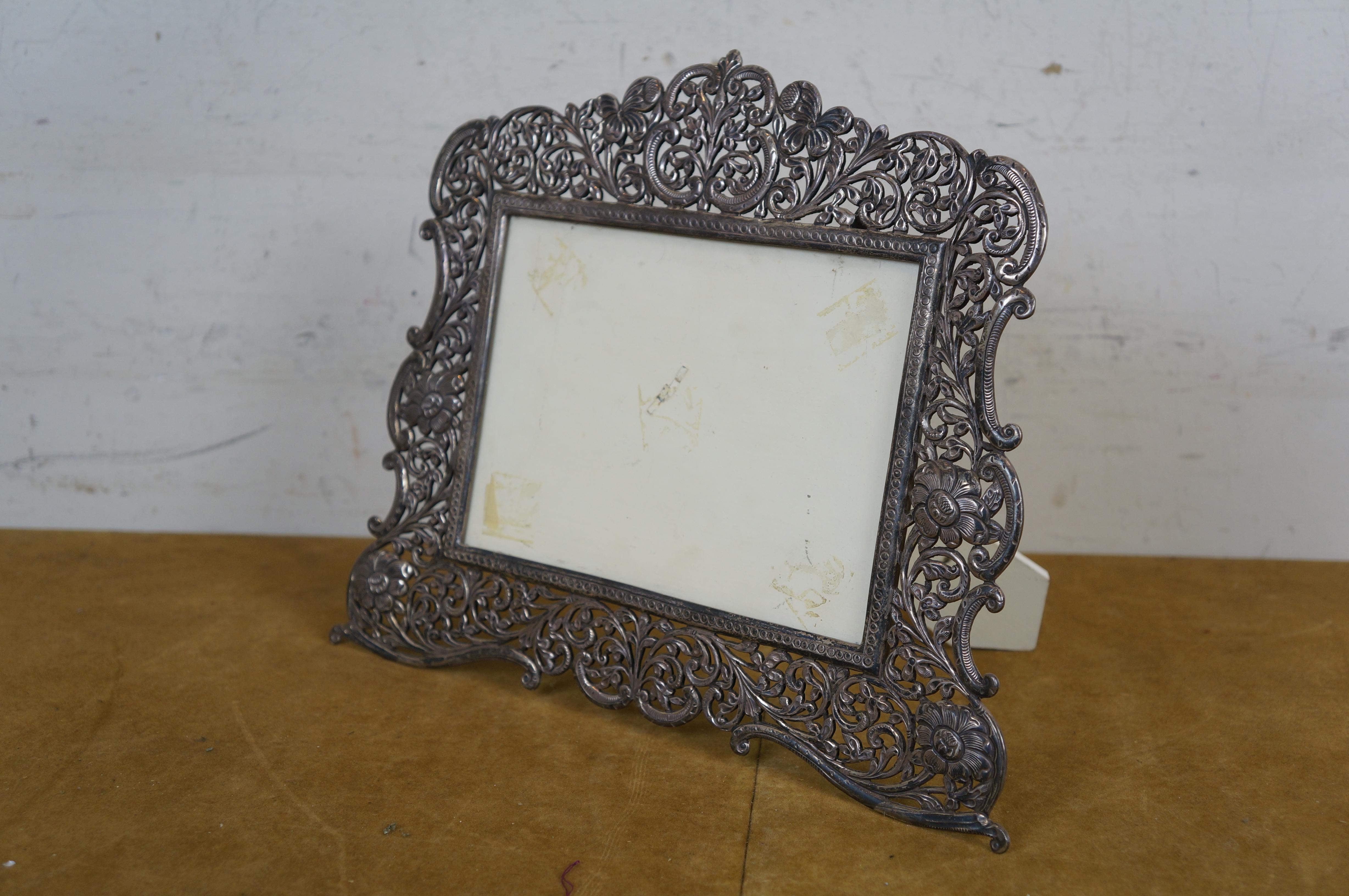 Portafoto floreale in filigrana d'argento 925 in stile Art Nouveau 5x7 in vendita 6