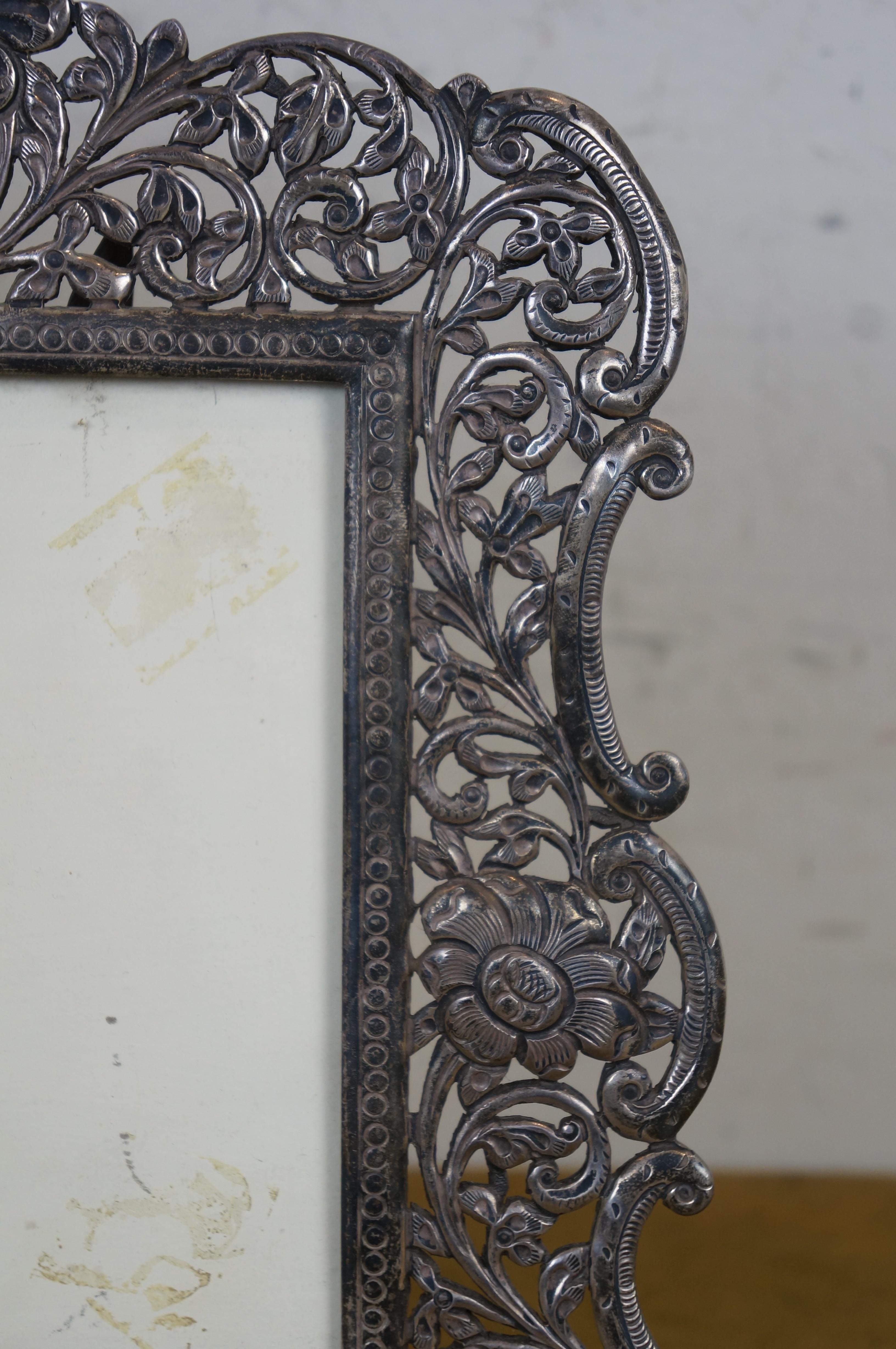 Portafoto floreale in filigrana d'argento 925 in stile Art Nouveau 5x7 in vendita 4