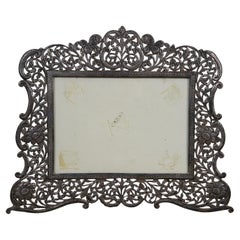 Filigraner Bilderrahmen im Jugendstil .925 Sterlingsilber mit Blumenmuster, 5x7