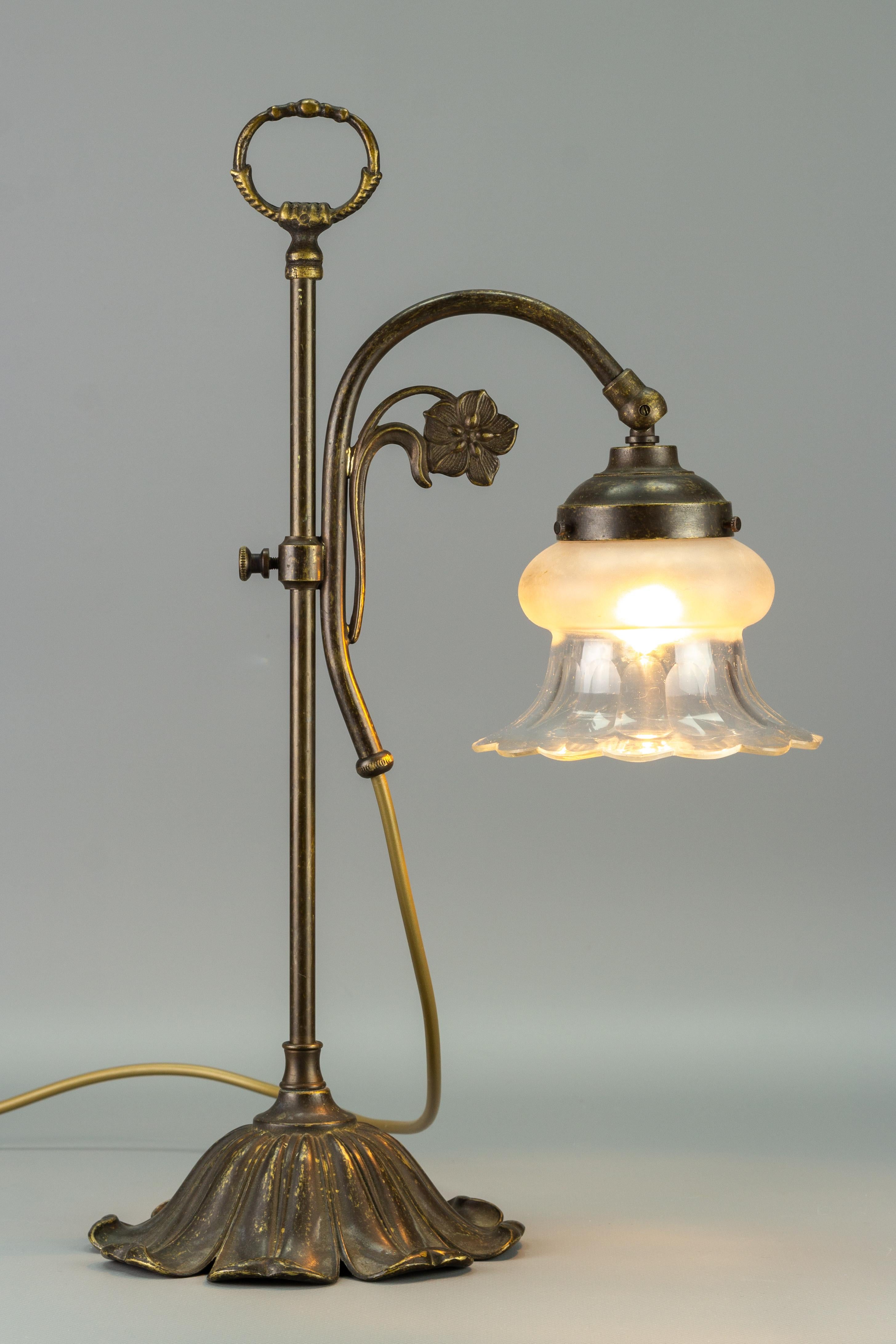 art nouveau brass lamp