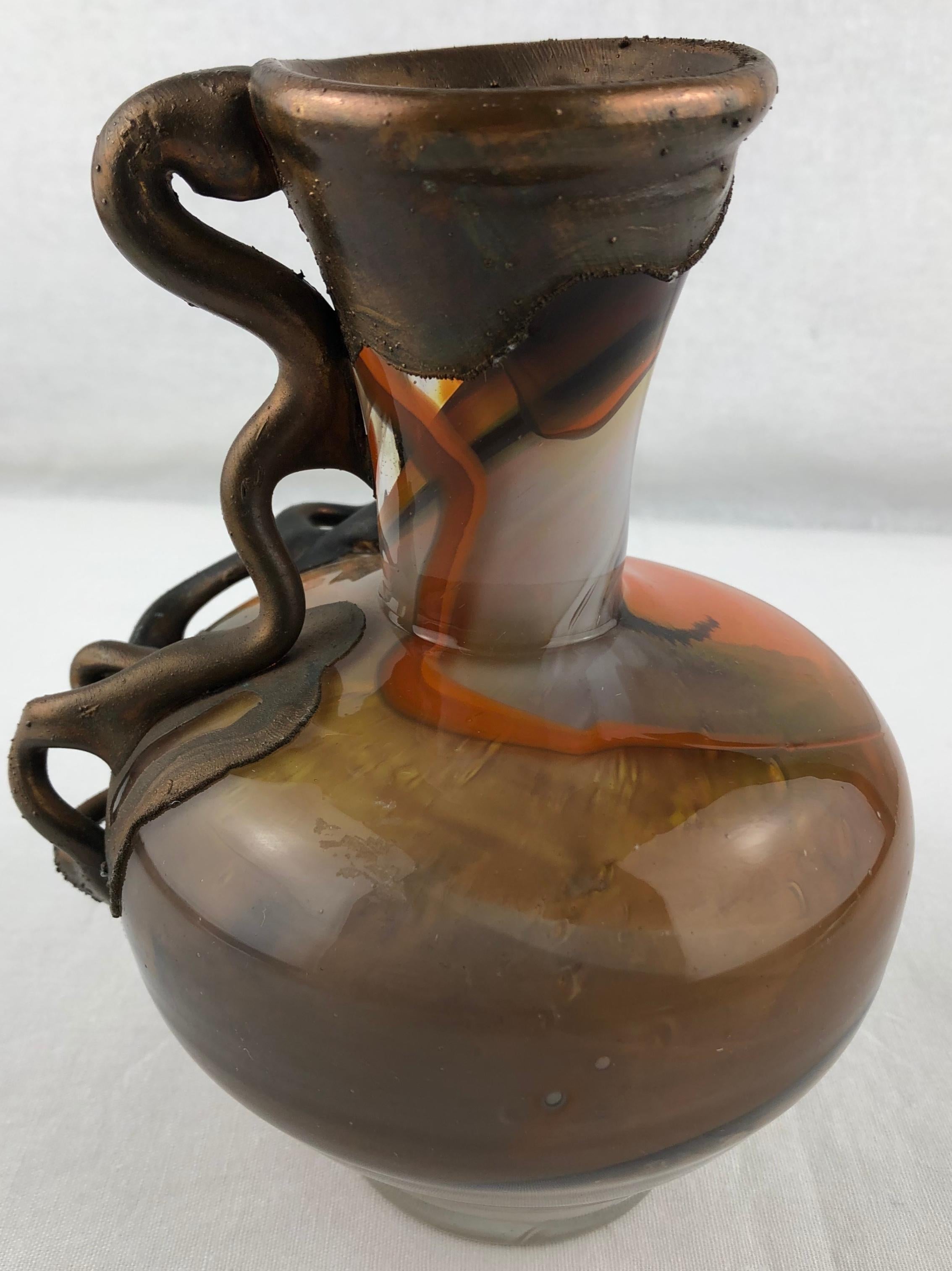 French Art Nouveau Style Art Glass Vase, Signed In Good Condition For Sale In Miami, FL