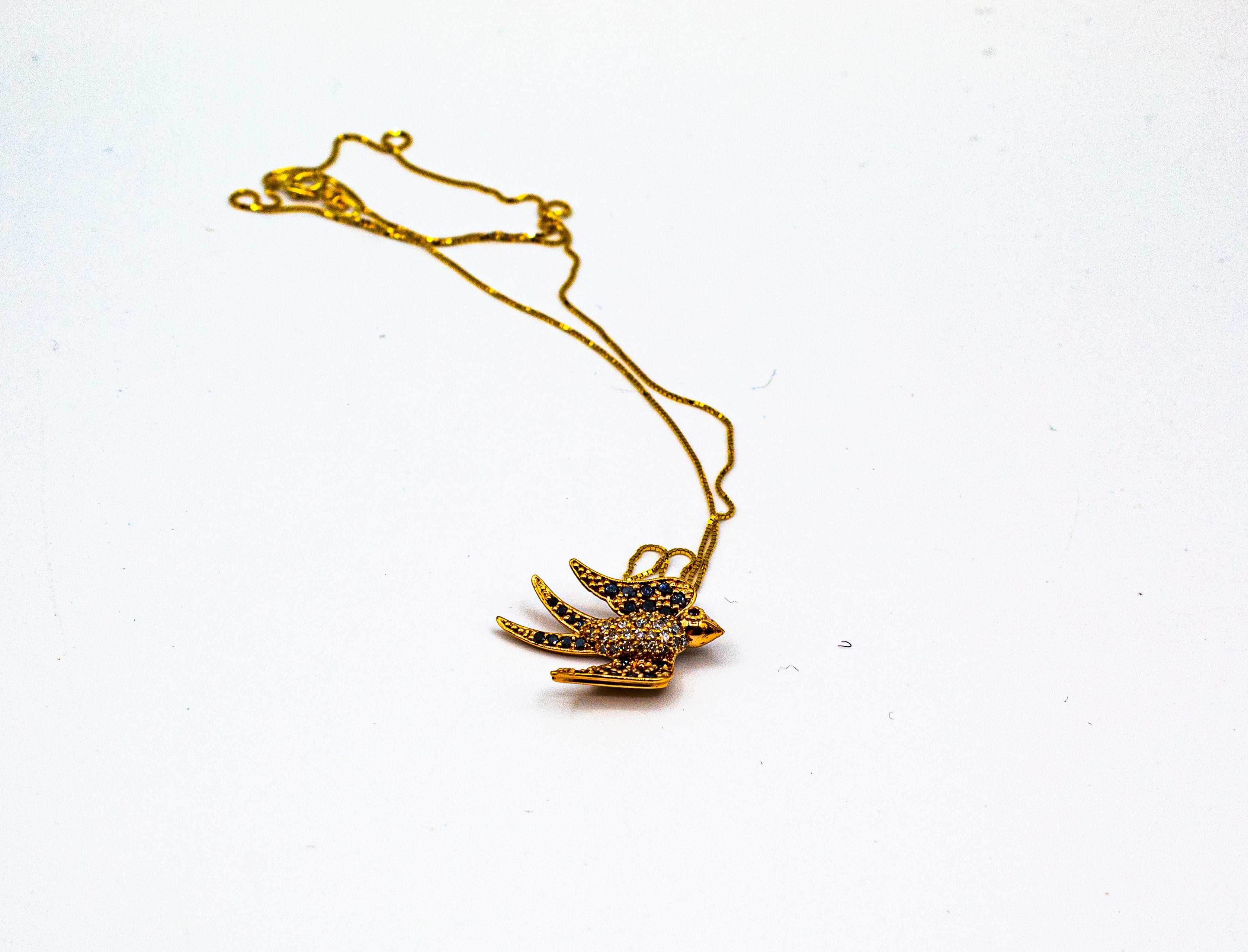 Collana con ciondolo a forma di rondine in oro rosa con diamante bianco e rubino in stile Art Nouveau in vendita 2