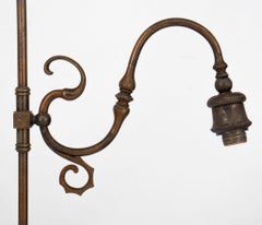 Art Nouveau Style Brass Bridge Floor Lamp