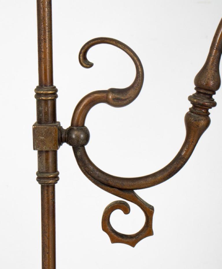 Art Nouveau Style Brass Bridge Floor Lamp In Good Condition For Sale In New York, NY