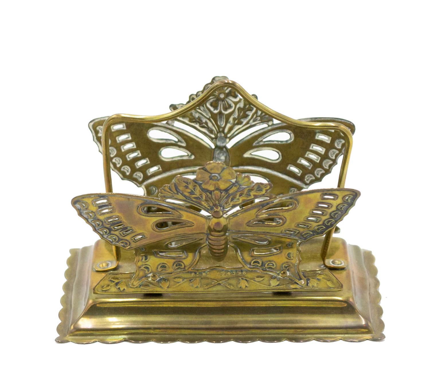 Art Nouveau Style Messing Schmetterling Briefhalter im Angebot 1