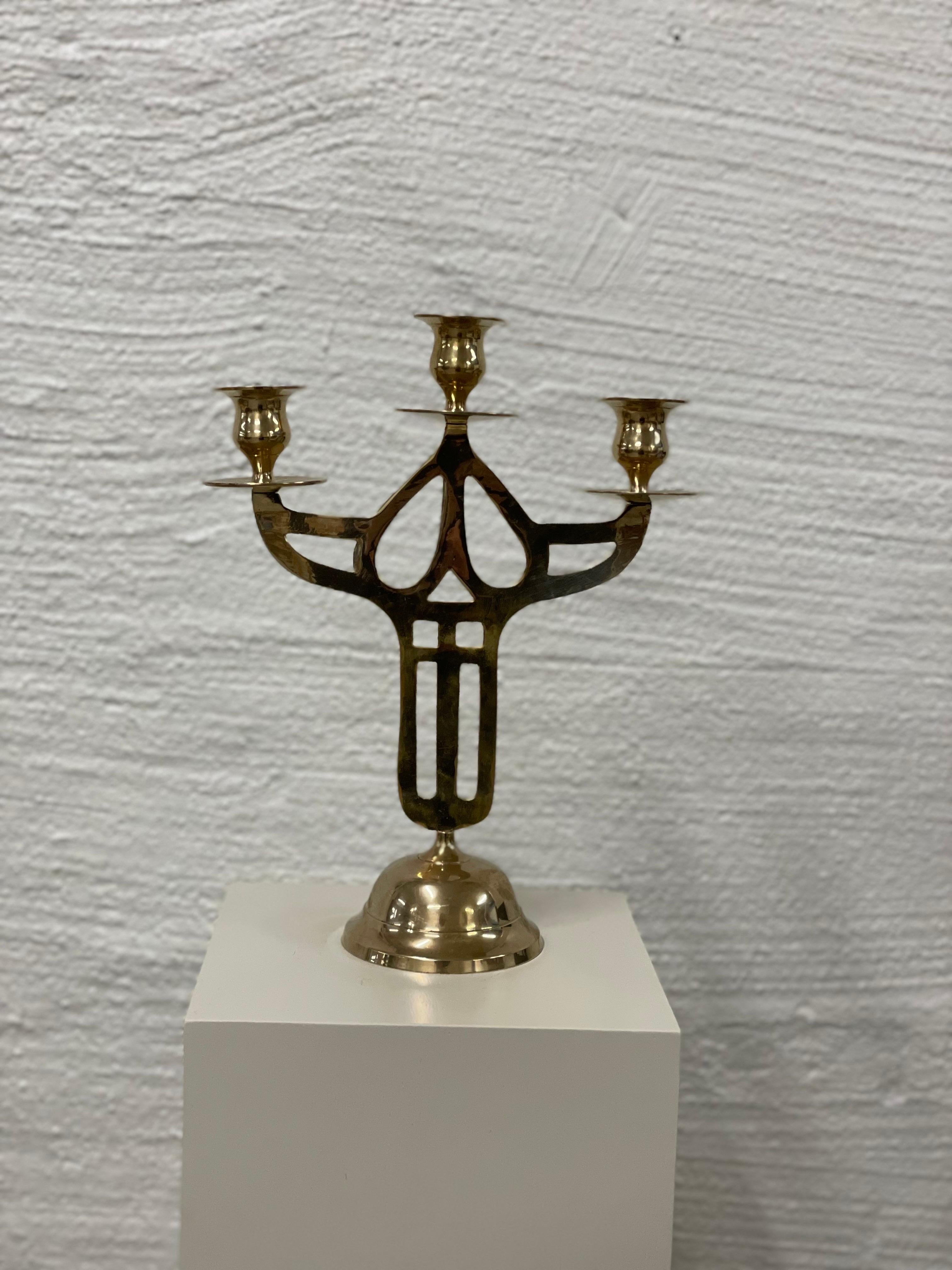 Europeo Candelabro in ottone in stile Art Nouveau, anni '60 in vendita