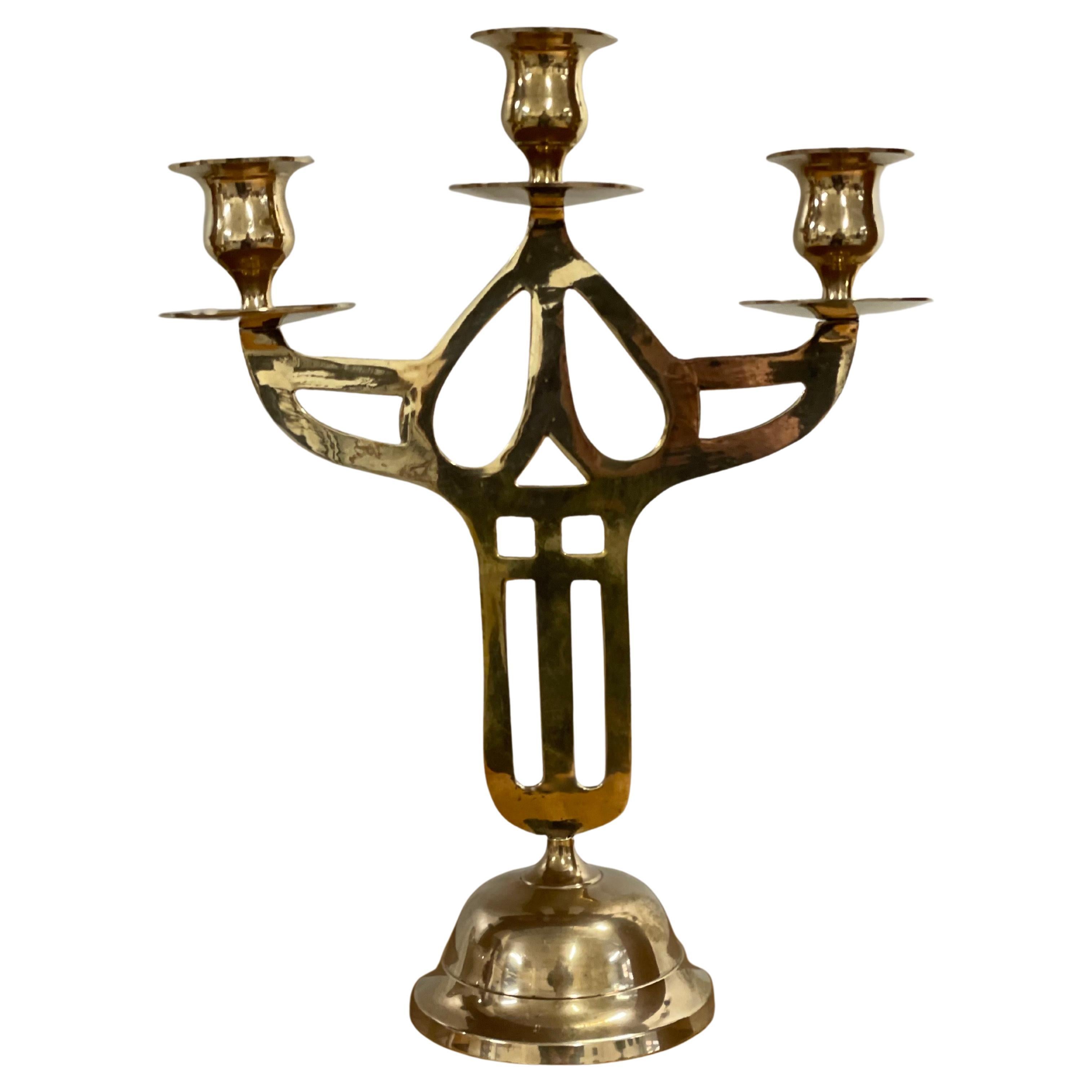 Candelabro in ottone in stile Art Nouveau, anni '60 in vendita