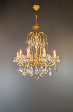 Araña de latón y cristal estilo Art Nouveau Oro Art Decó 1920