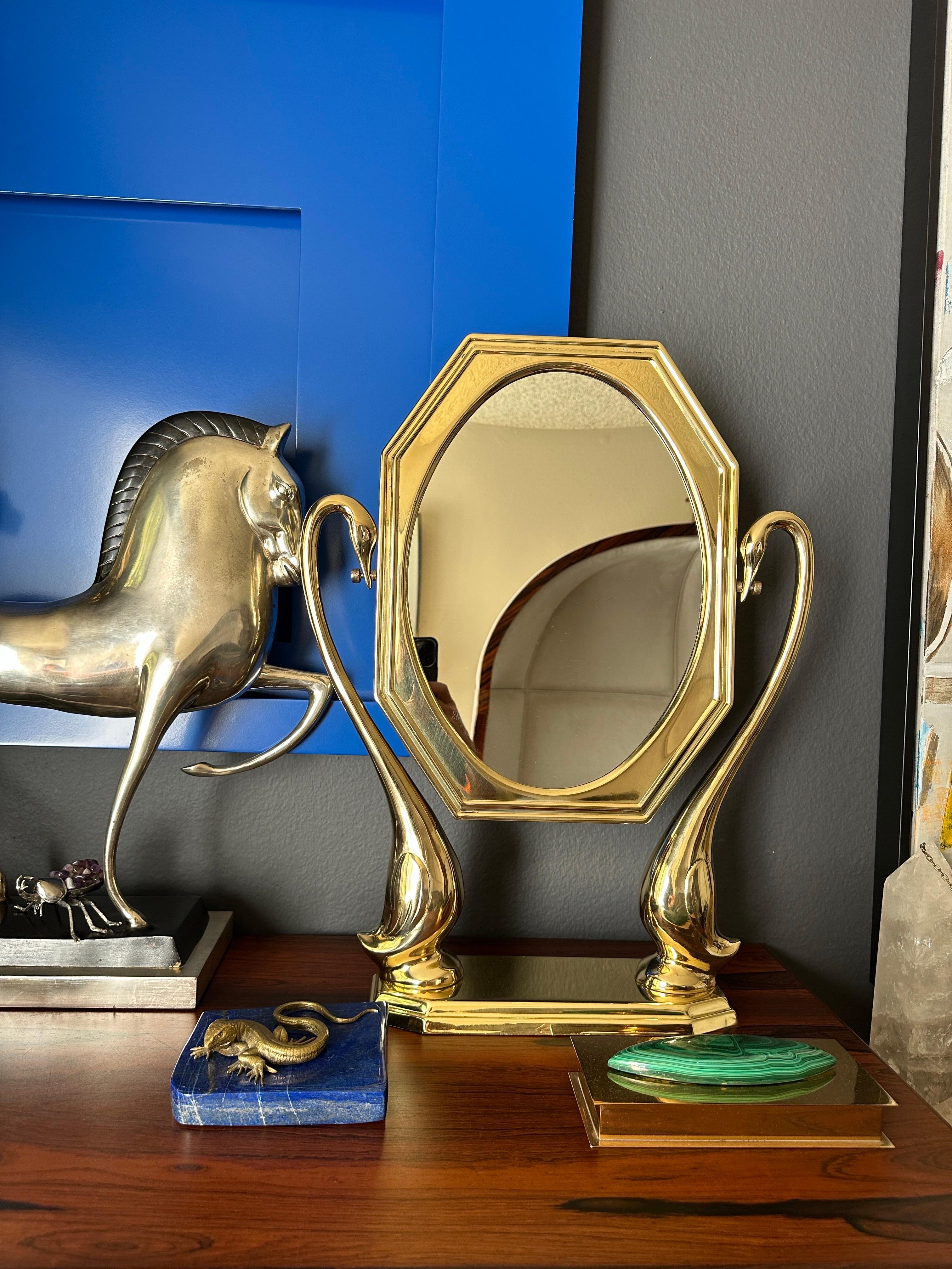 Art Nouveau Style Messing Waschtischspiegel im Angebot 5
