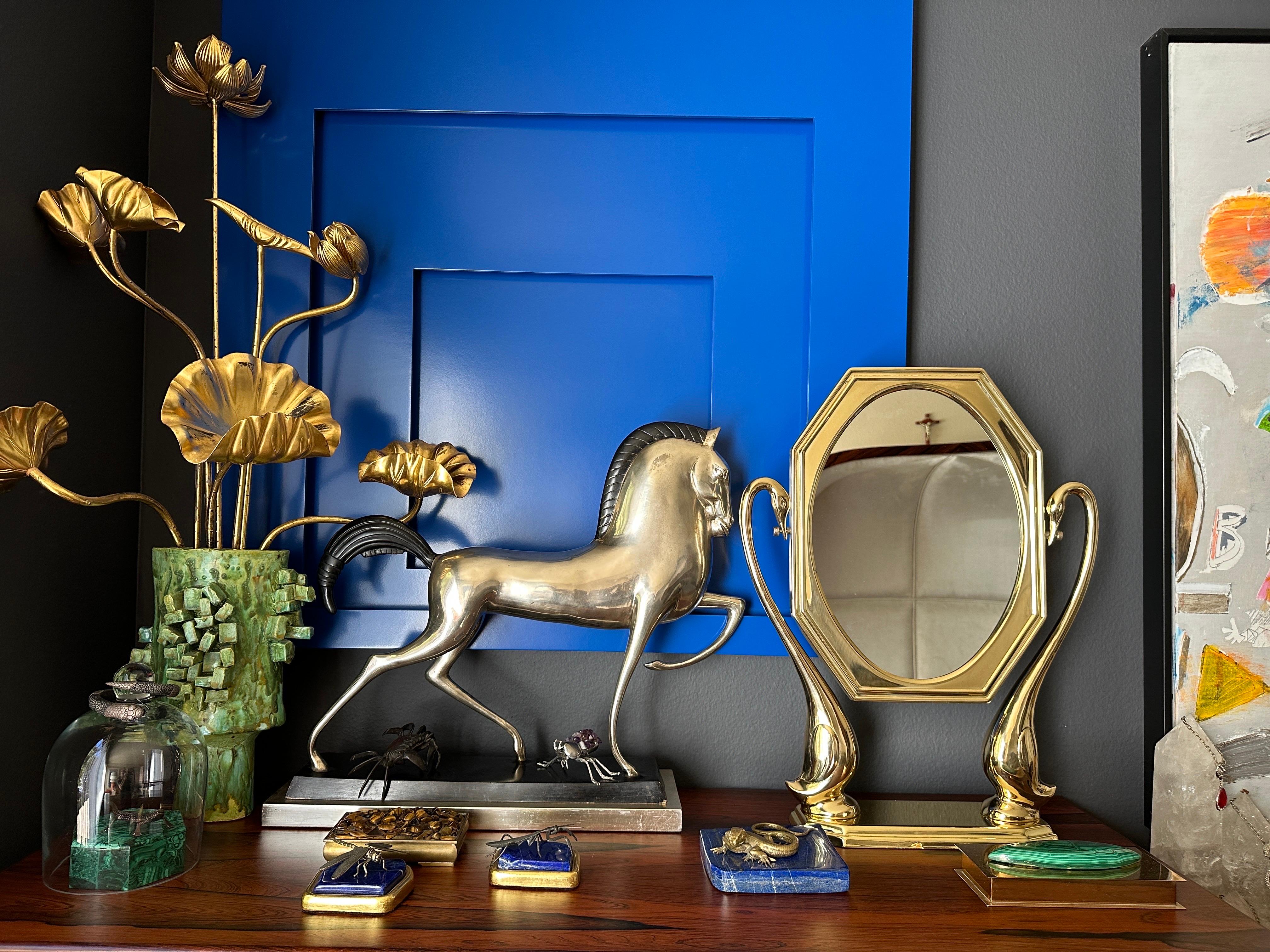 Art Nouveau Style Messing Waschtischspiegel im Angebot 6