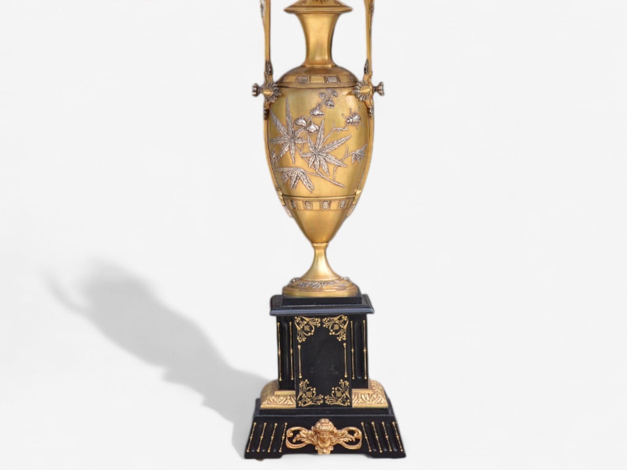 Early 20th Century Art Nouveau Style, Bronze, Ebony, Linen, Table Lamps, France, 1920s For Sale