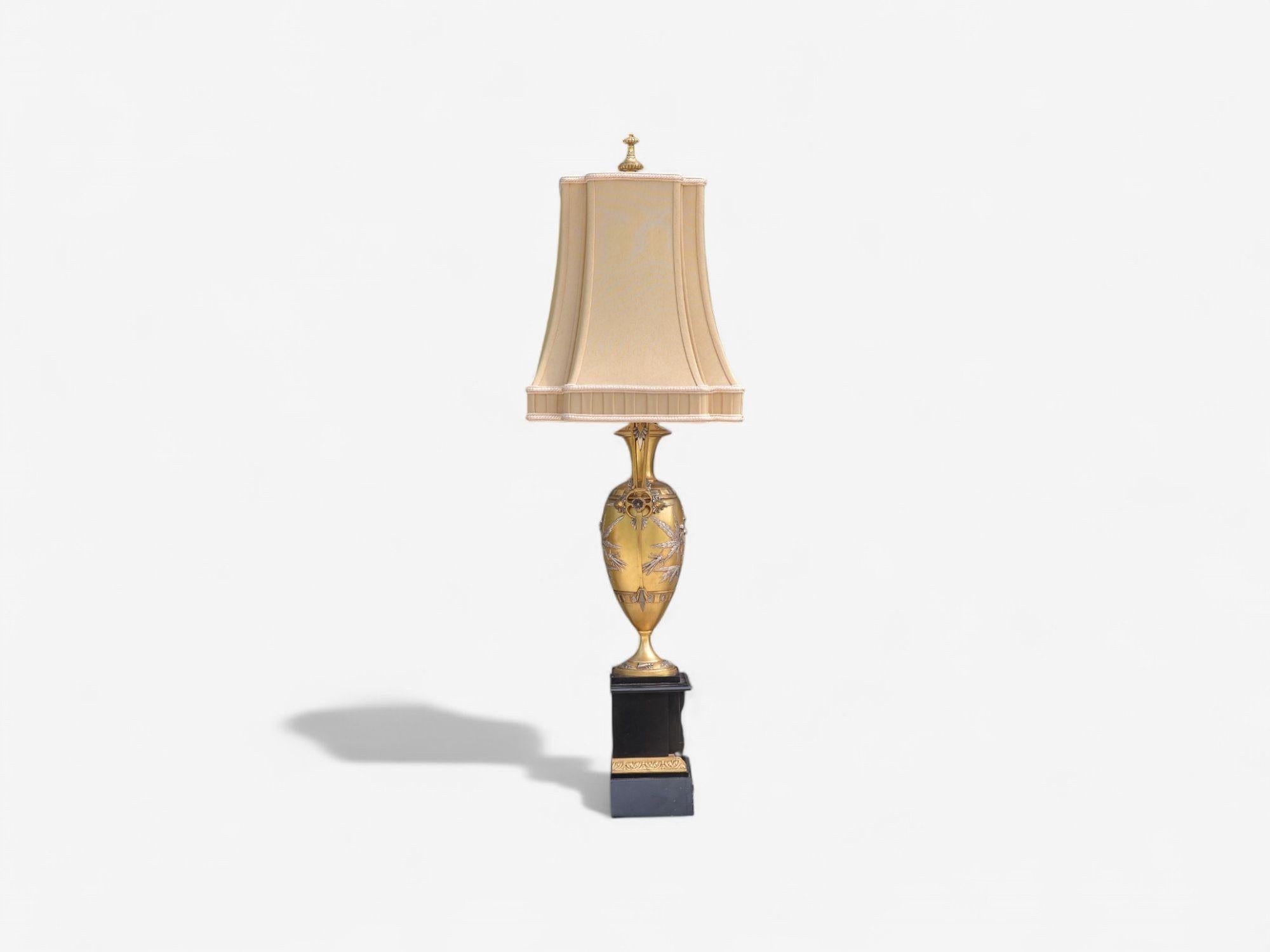 Art Nouveau Style, Bronze, Ebony, Linen, Table Lamps, France, 1920s For Sale 1