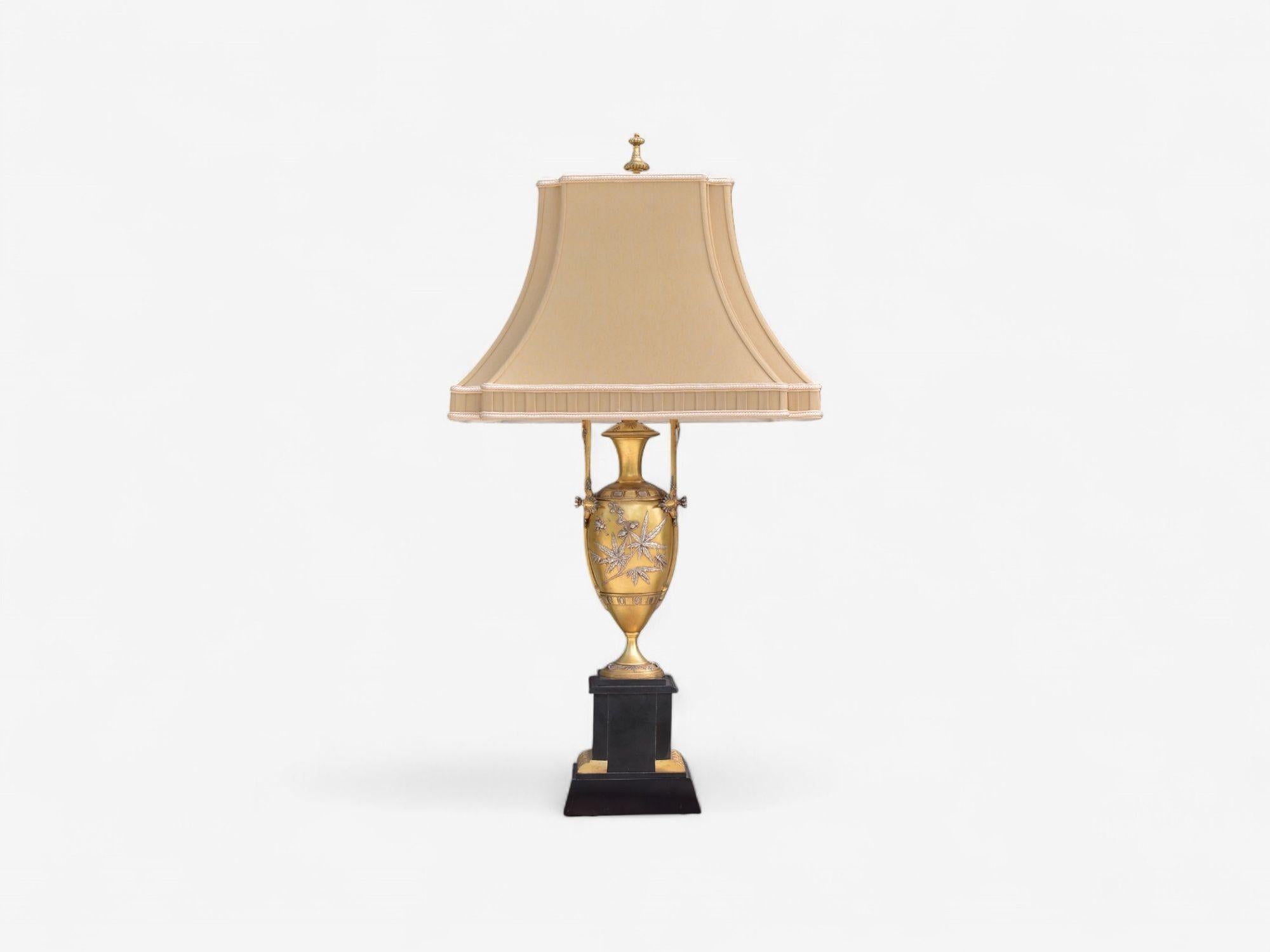Art Nouveau Style, Bronze, Ebony, Linen, Table Lamps, France, 1920s For Sale 2