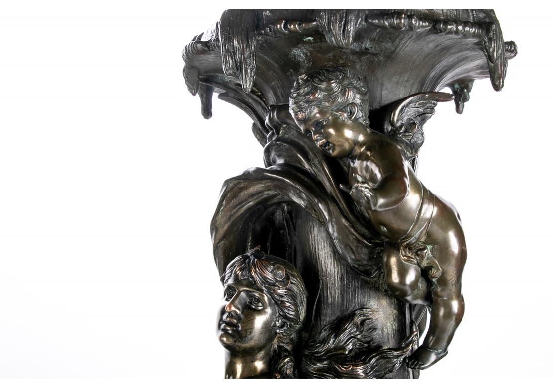 20th Century Art Nouveau Style Bronze Finish Copper Figural Fountain Element For Sale