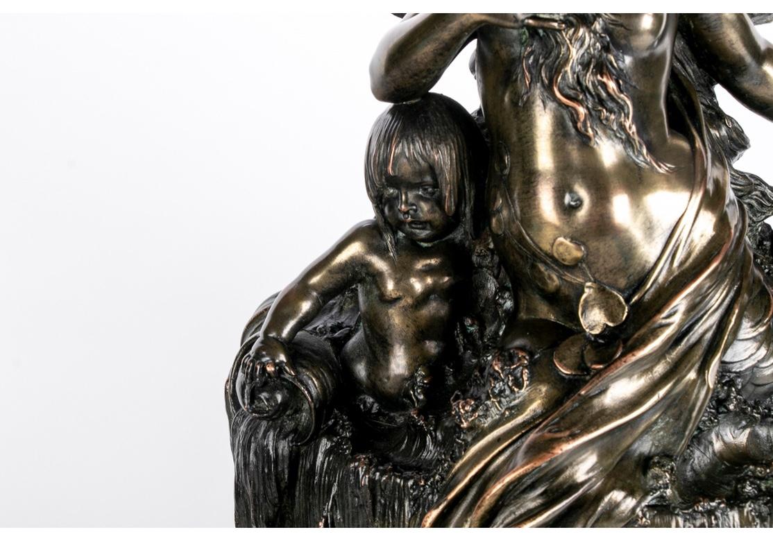 Cuivre Élément de fontaine figuratif en cuivre de style Art Nouveau, finition bronze en vente