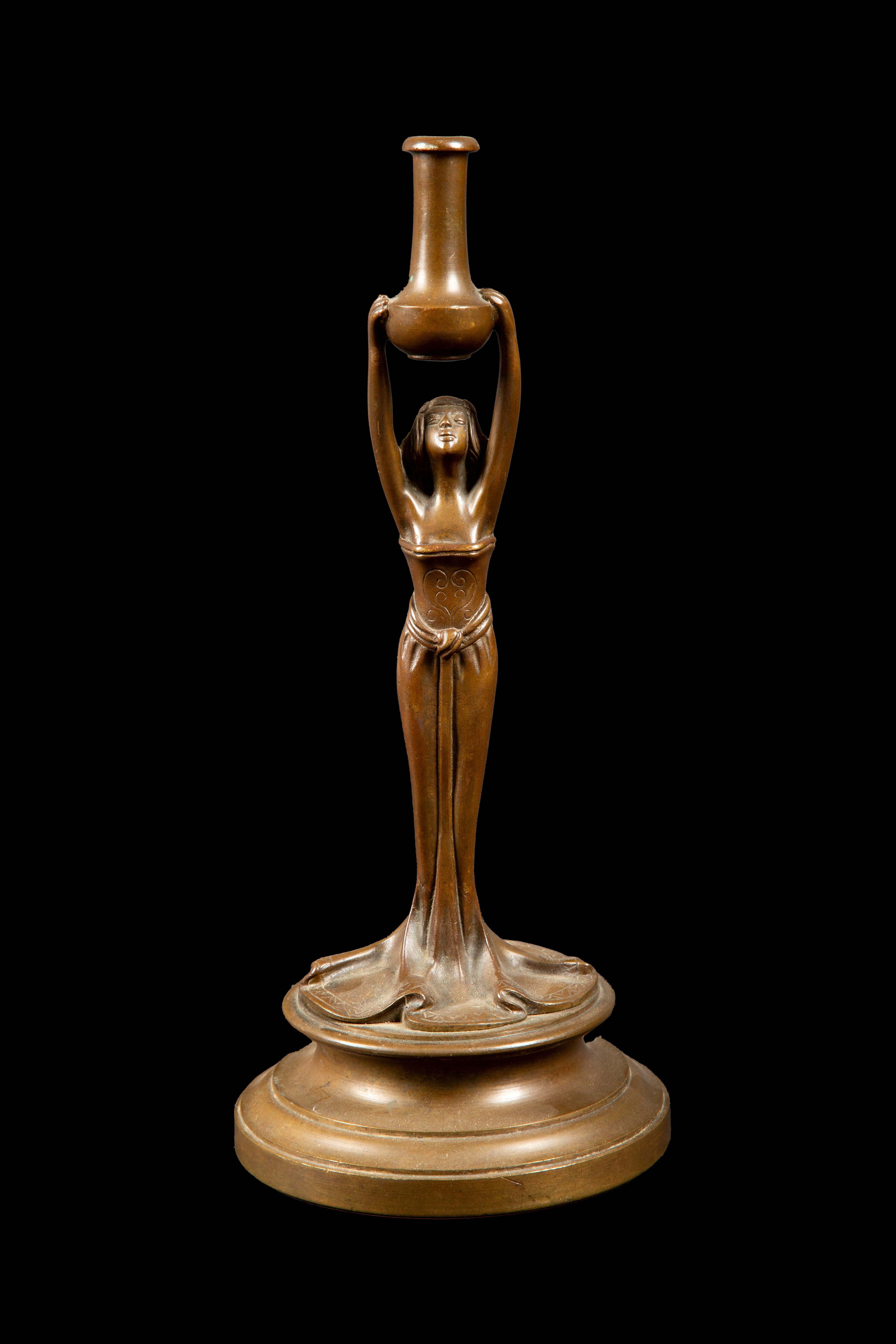 Art Nouveau Style Bronze of a Woman Holding an Urn 10.5