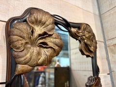 Art Nouveau Style Carved and Polychromed Wooden Mirror with Floral Motif