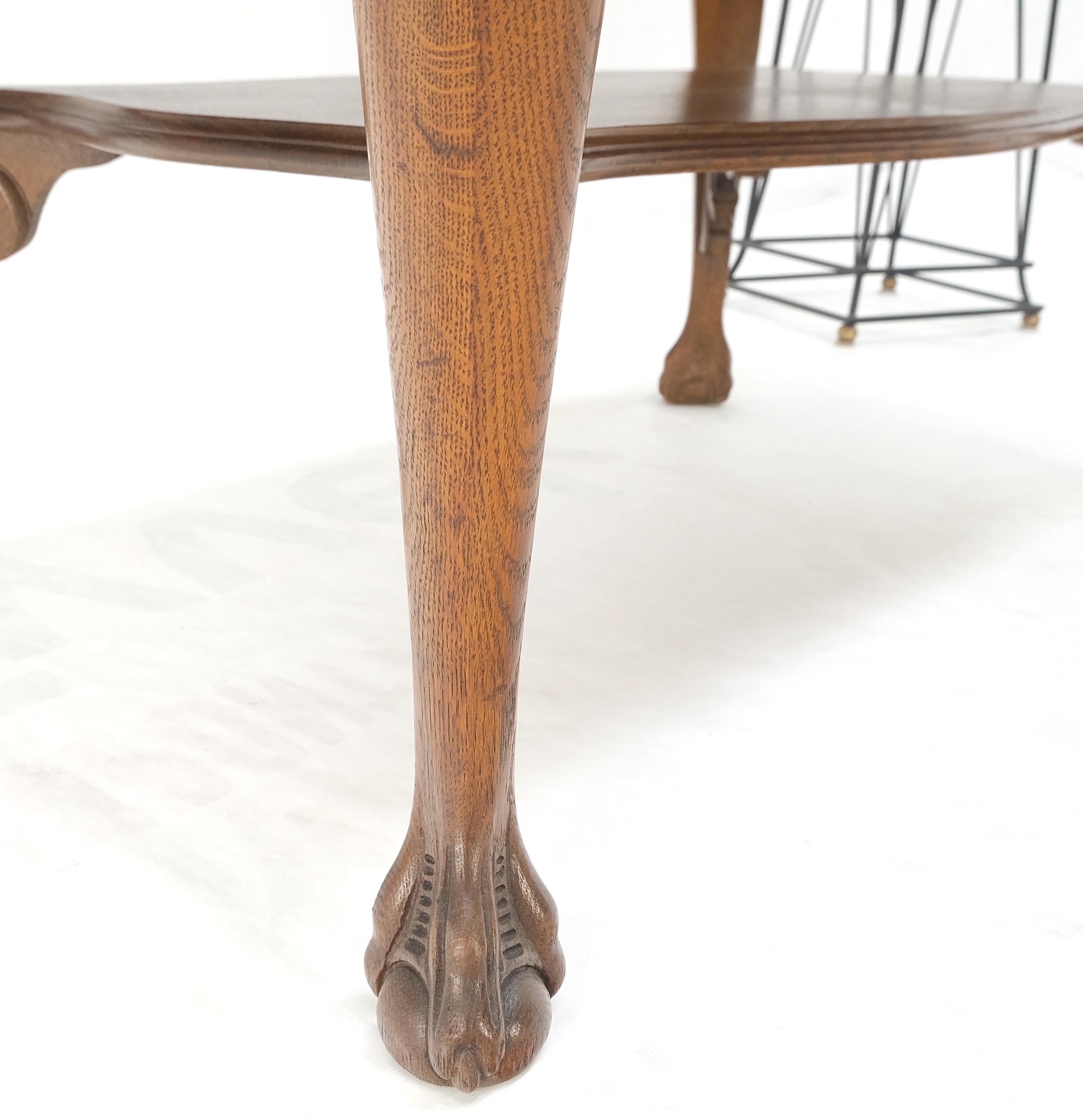 Art Nouveau Style Carved Faces Ball & Claw Feet Rounded Oak Desk Writing Table For Sale 6