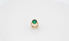 Art Nouveau Style Carved Green Carnelian Yellow Gold Cocktail Ring