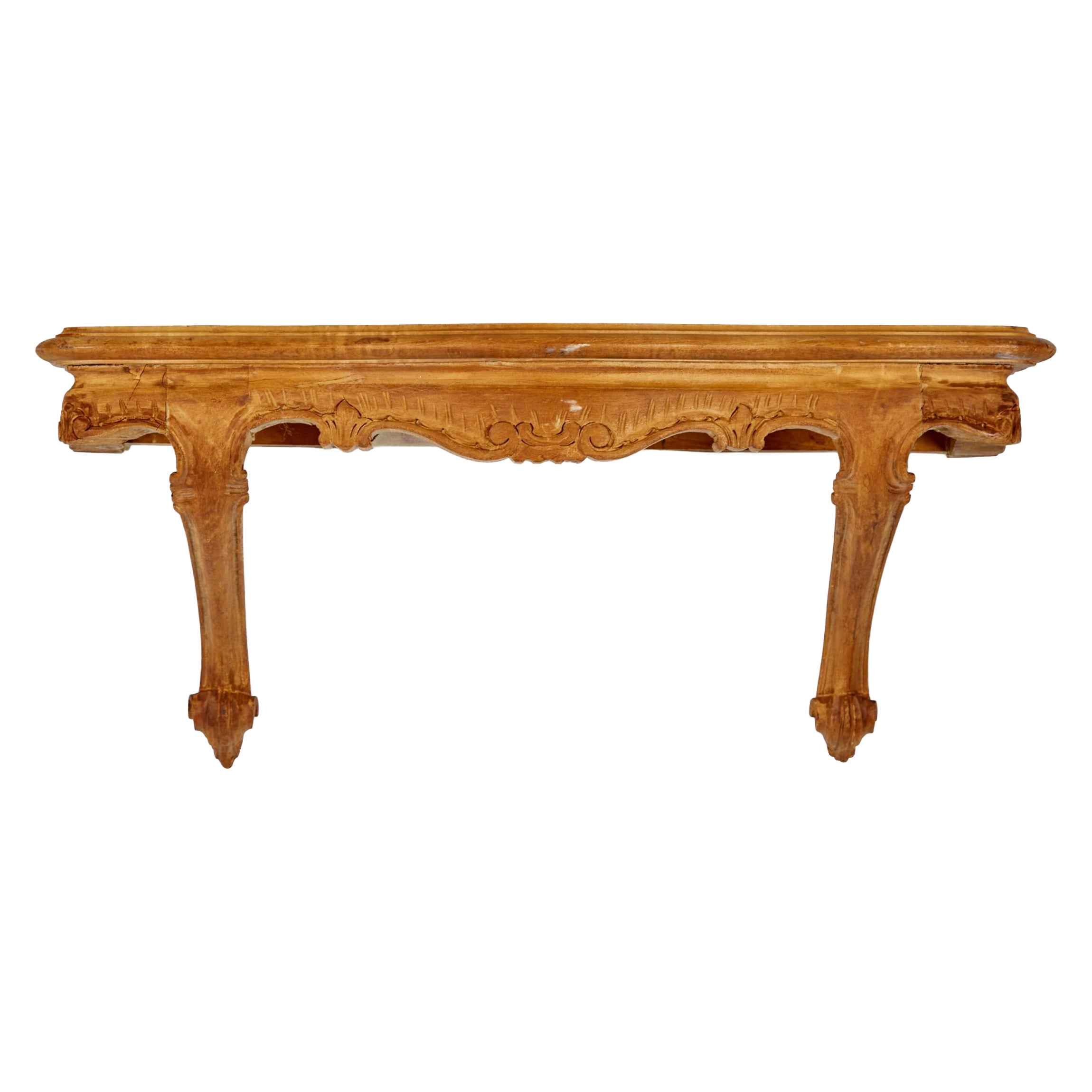 Art Nouveau-Style Carved Wooden Wall Shelf