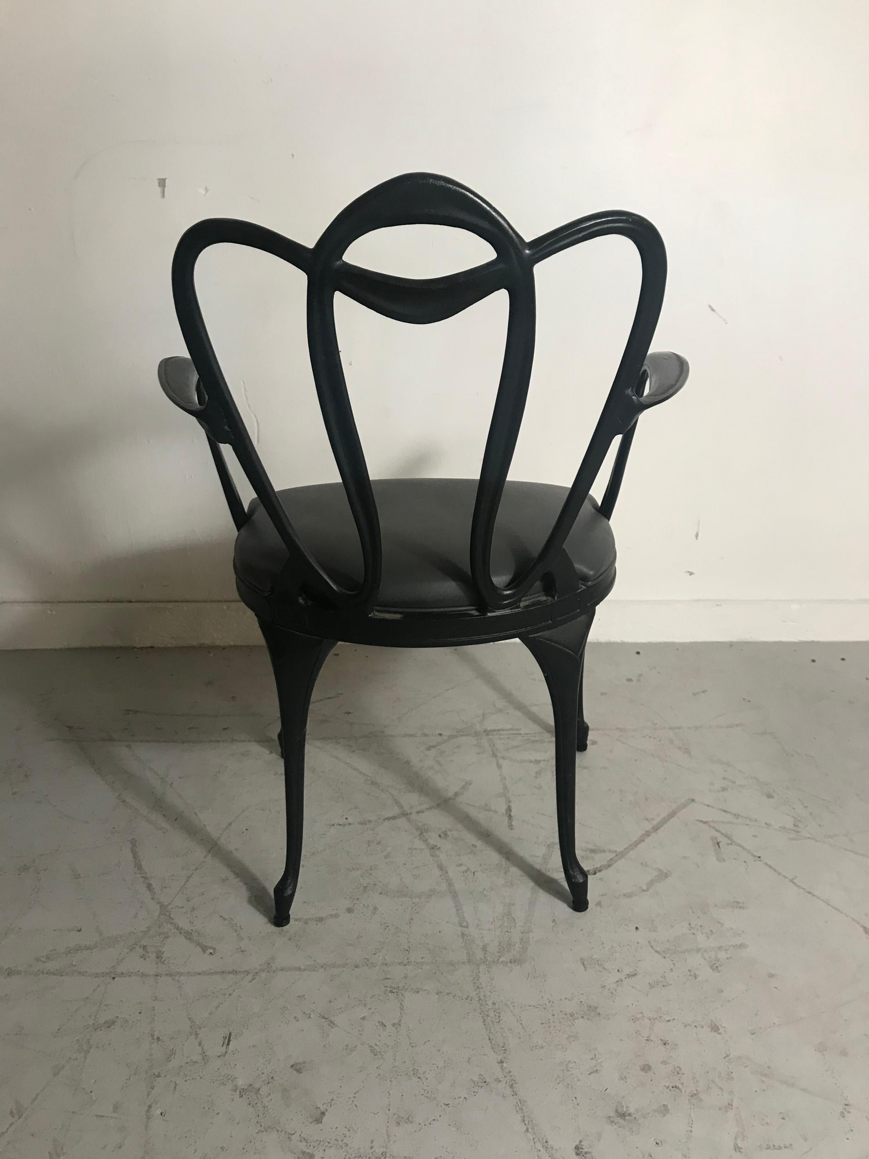 American Art Nouveau Style Cast Aluminum Armchair by Crucible Products Corp. 1960