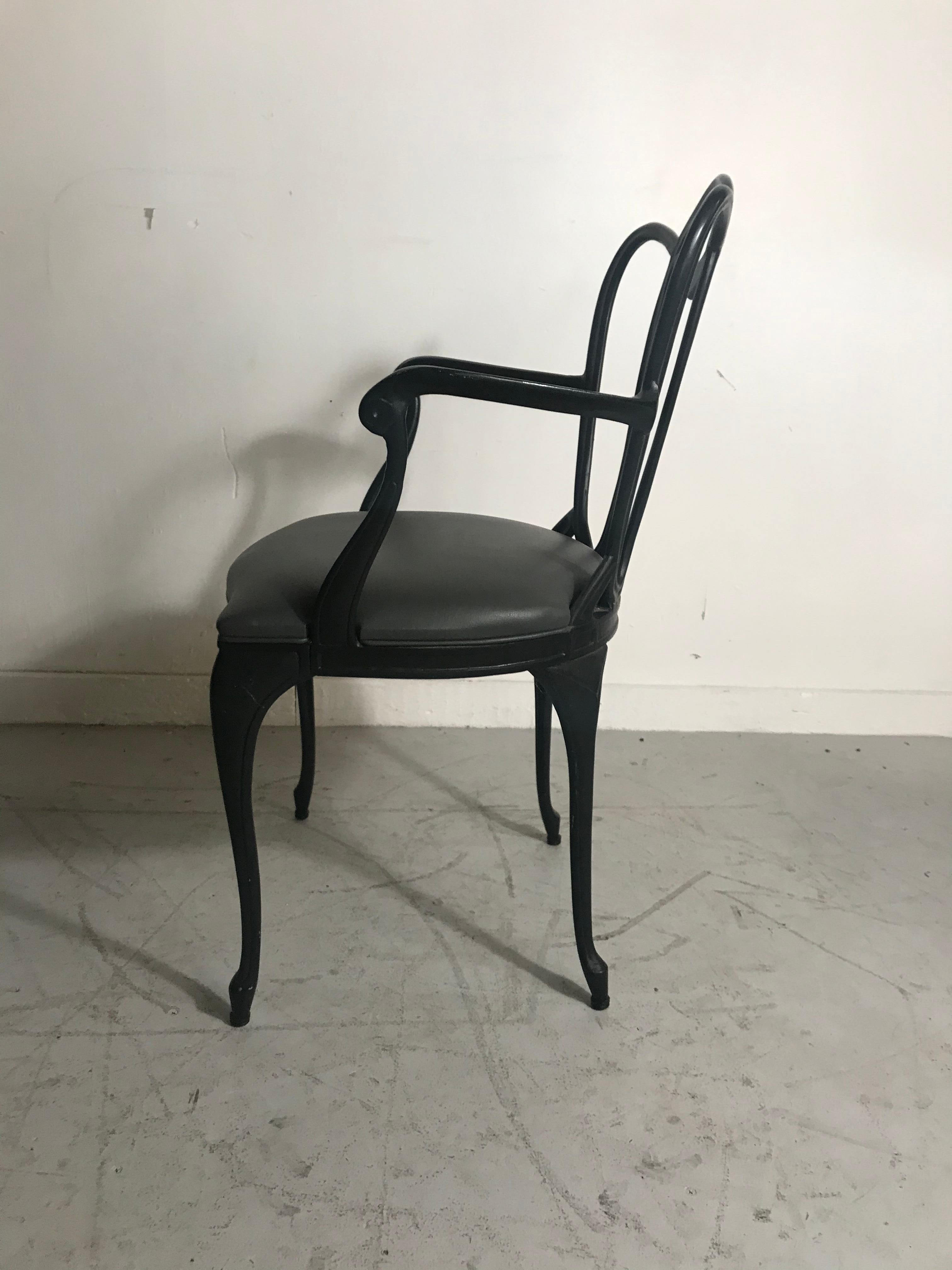Art Nouveau Style Cast Aluminum Armchair by Crucible Products Corp. 1960 In Good Condition In Buffalo, NY