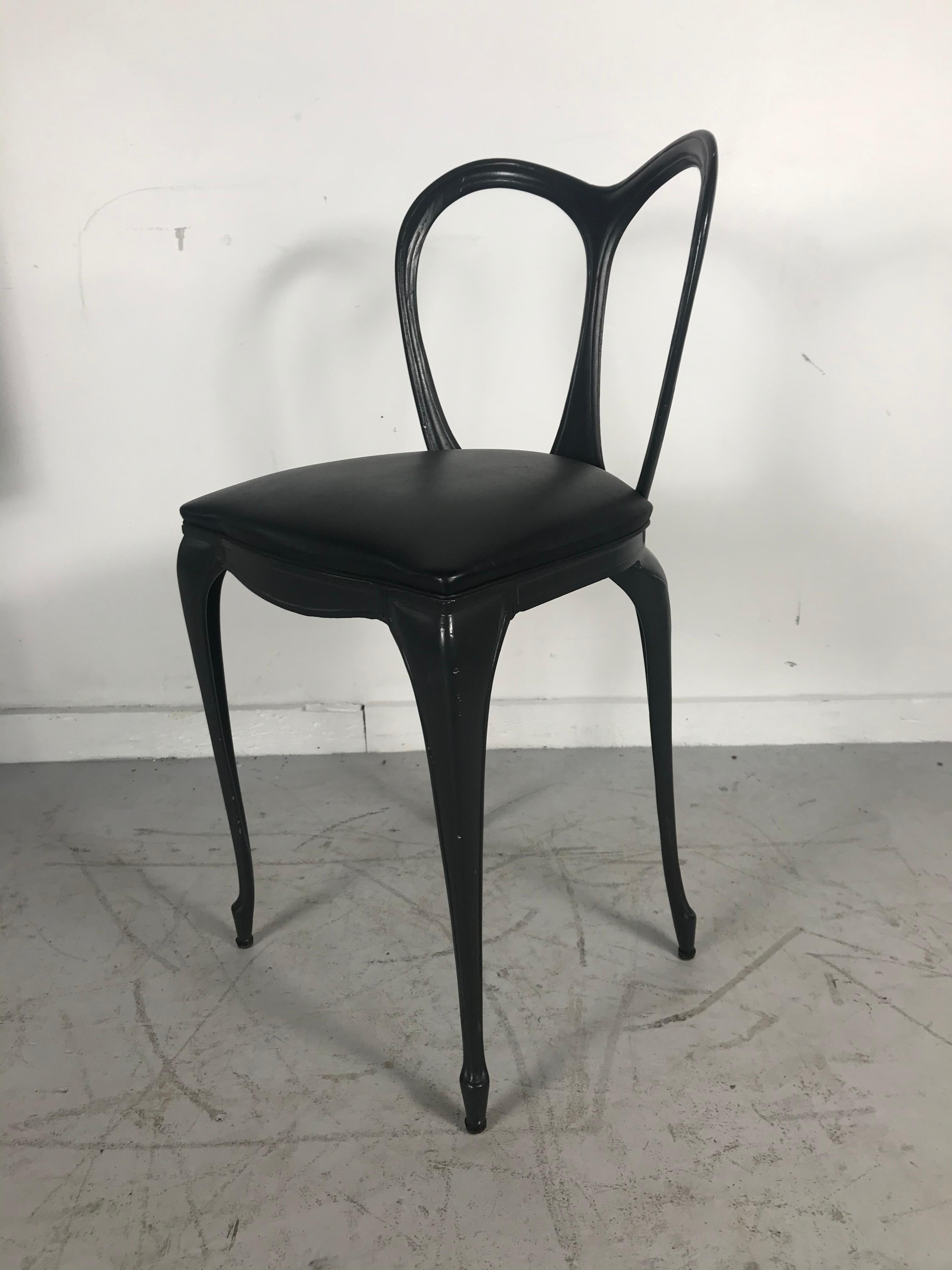 Art Nouveau Style Cast Aluminum Chair by Crucible Products Corp. 1960 In Good Condition In Buffalo, NY