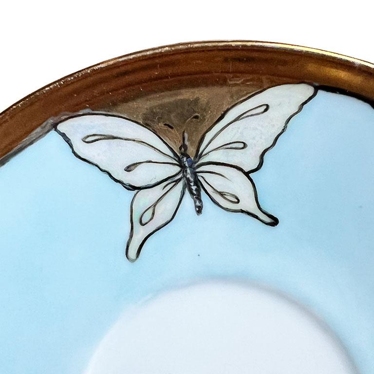 Art Nouveau Style Cermaic Butterfly Plate in Blue and Gold by Paul McCobb In Good Condition In Oklahoma City, OK