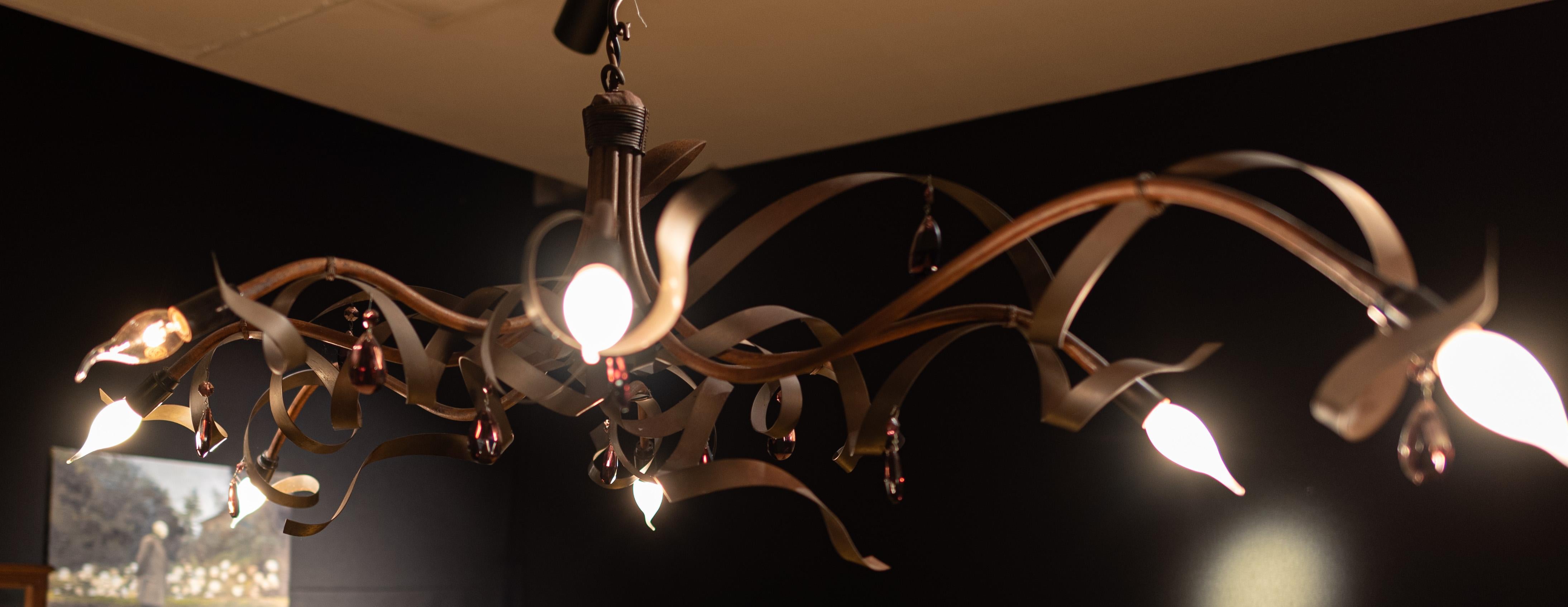 Art Nouveau Art nouveau style chandelier/ceiling lamp Ruban Plié by Jacco Maris For Sale