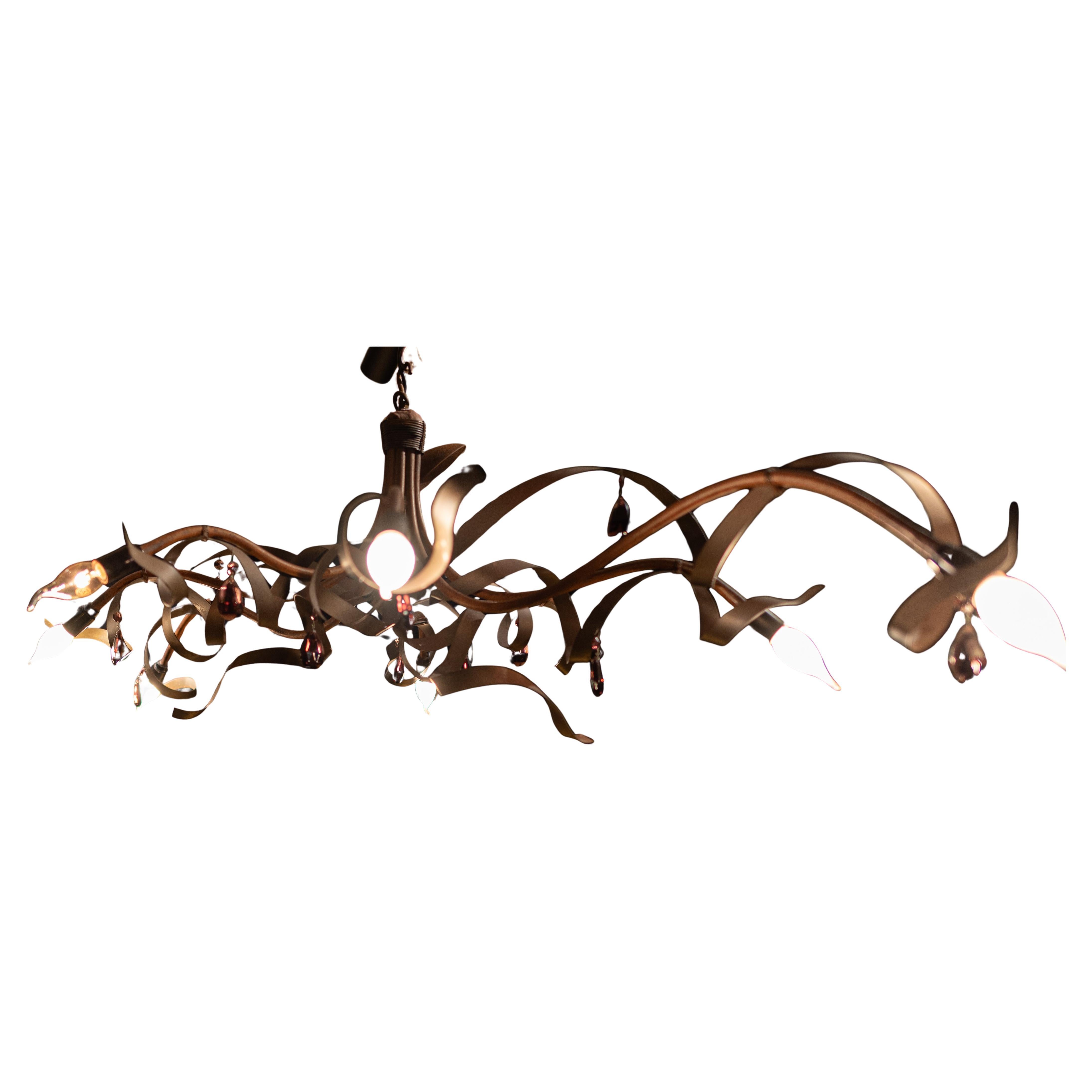 Art nouveau style chandelier/ceiling lamp Ruban Plié by Jacco Maris For Sale