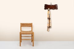 Art Nouveau style coat rack in oak with brass hooks, France ca. 1915