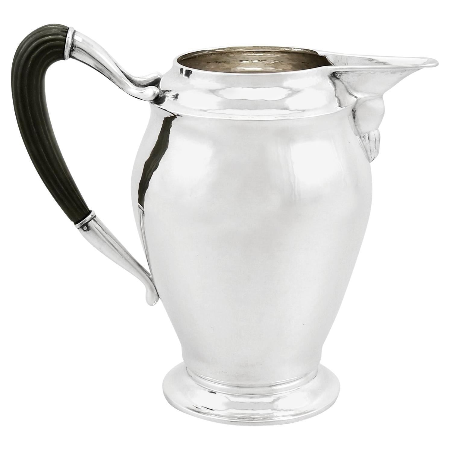 Brocca d'argento danese in stile Art Nouveau degli anni '20