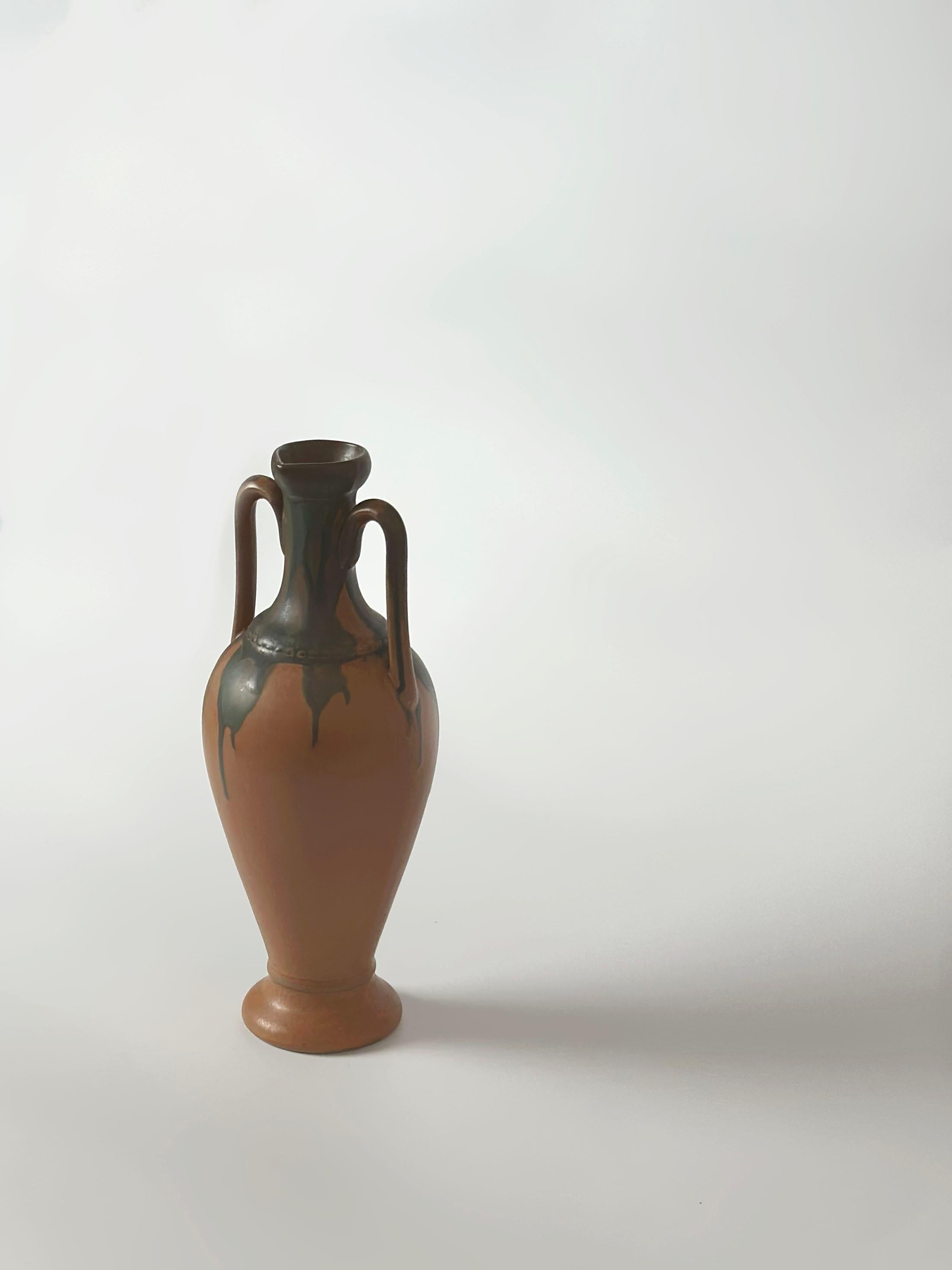 Art Nouveau Style Double Handled Pottery Vessel by Denbac, France circa 1947 In Good Condition For Sale In Glasgow, GB