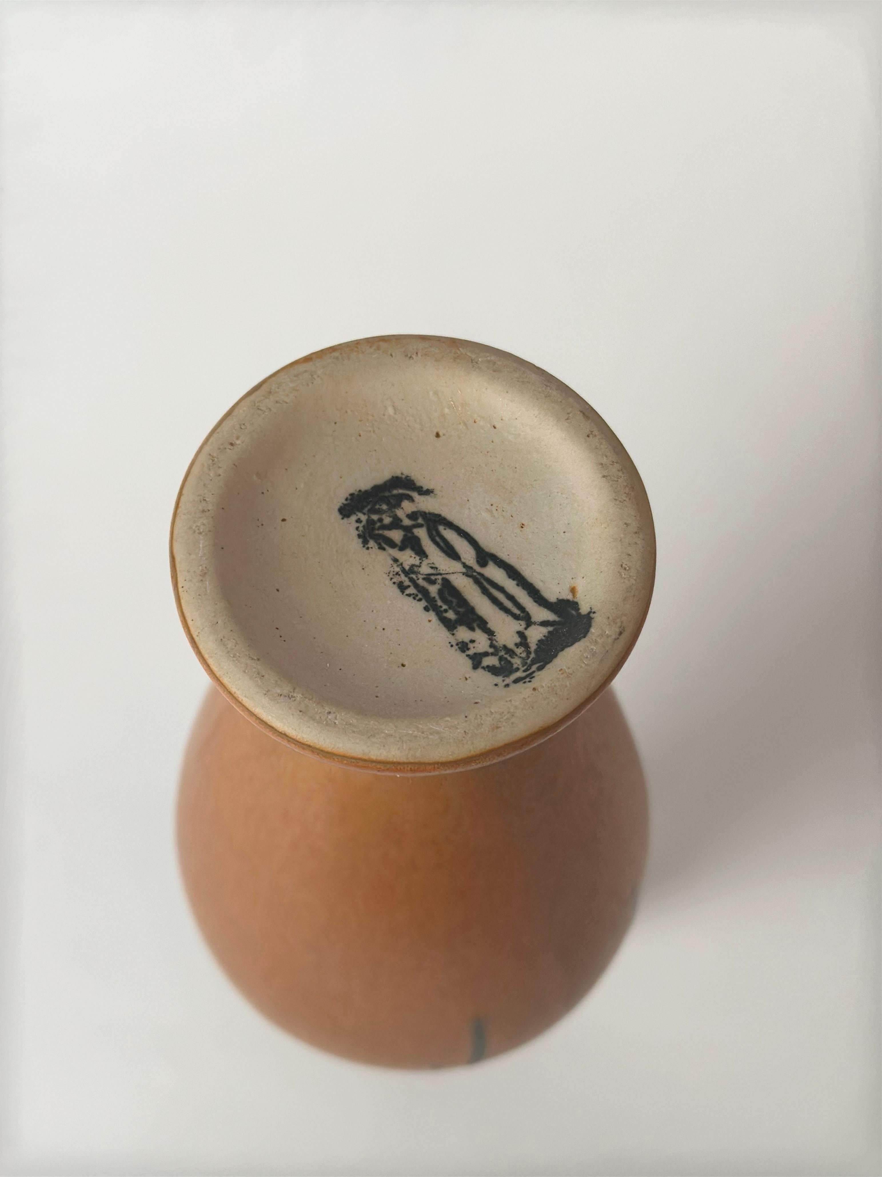 Art Nouveau Style Double Handled Pottery Vessel by Denbac, France circa 1947 For Sale 2